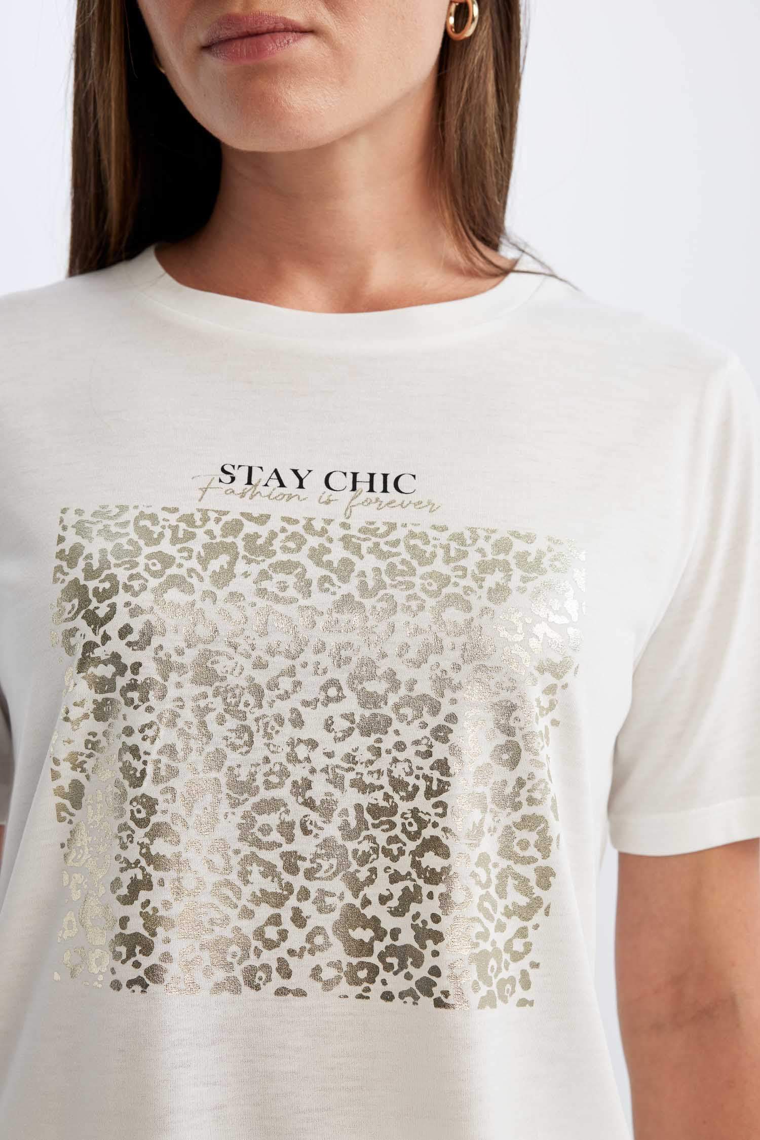 Crew Neck Printed Short Sleeve T-Shirt