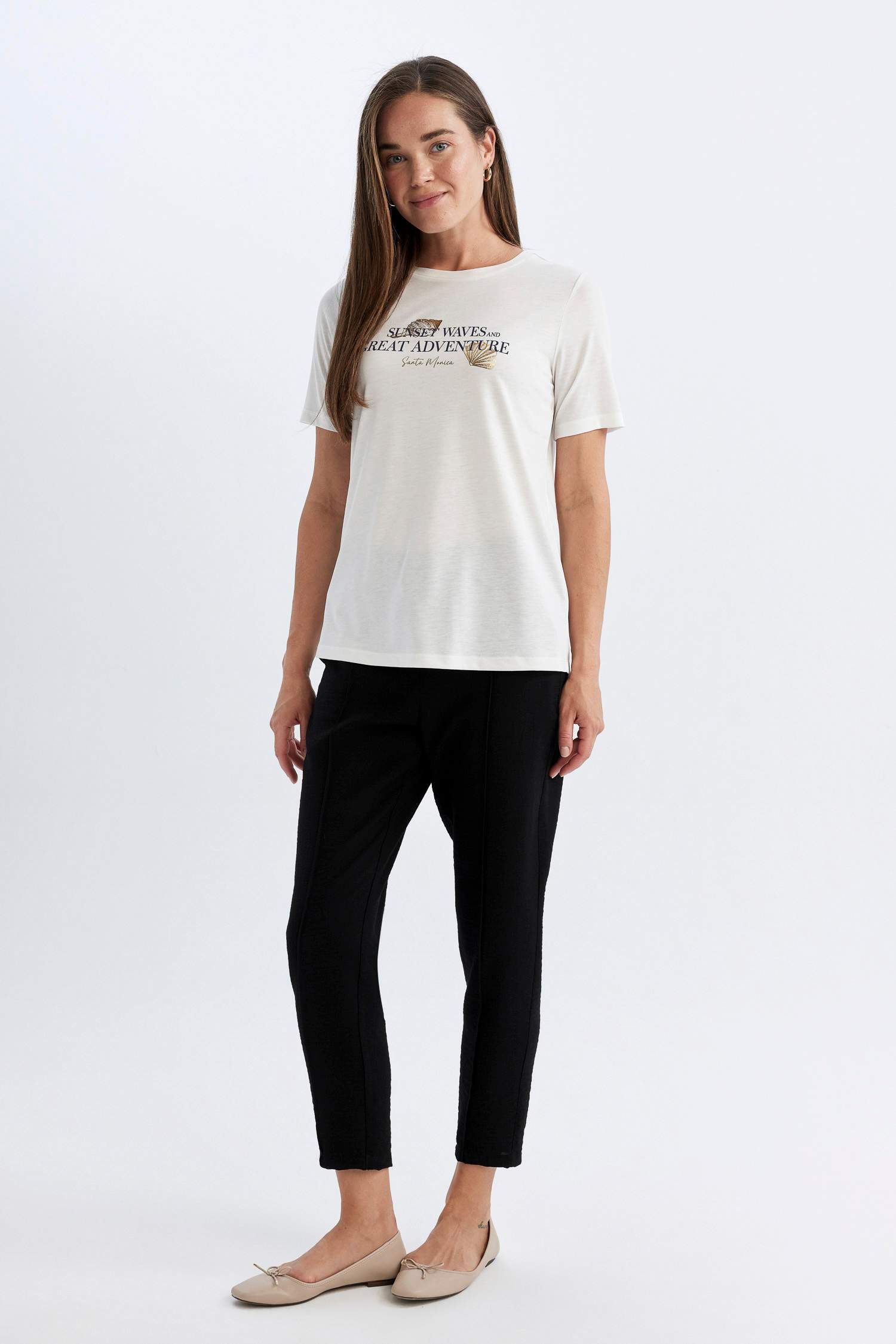 Regular Fit Crew Neck Printed Short Sleeve T-Shirt