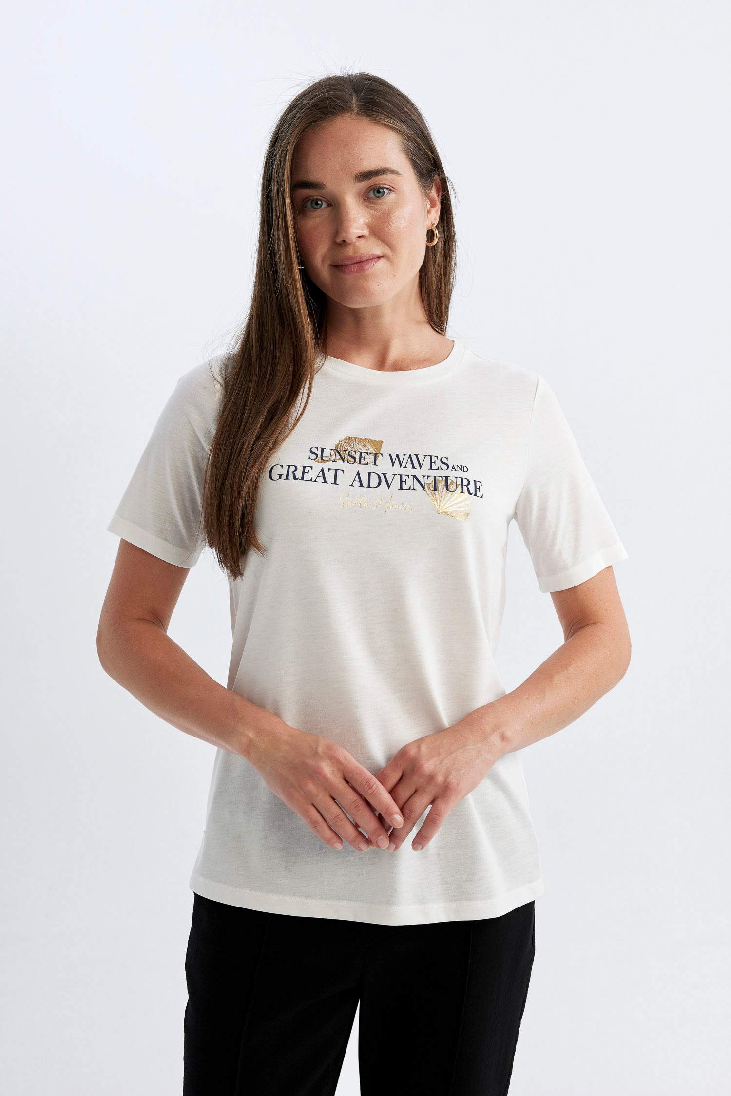 Regular Fit Crew Neck Printed Short Sleeve T-Shirt