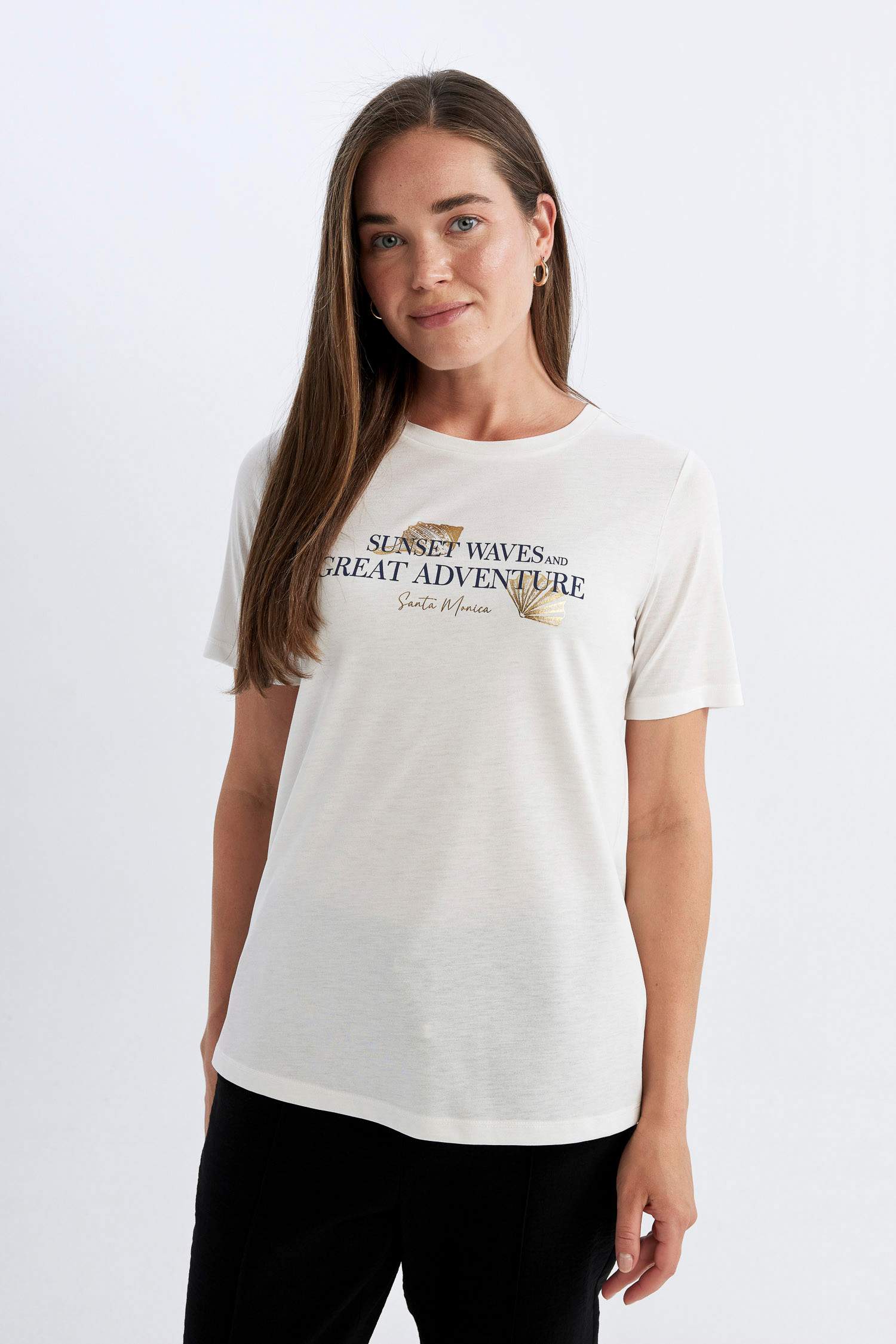 Regular Fit Crew Neck Printed Short Sleeve T-Shirt