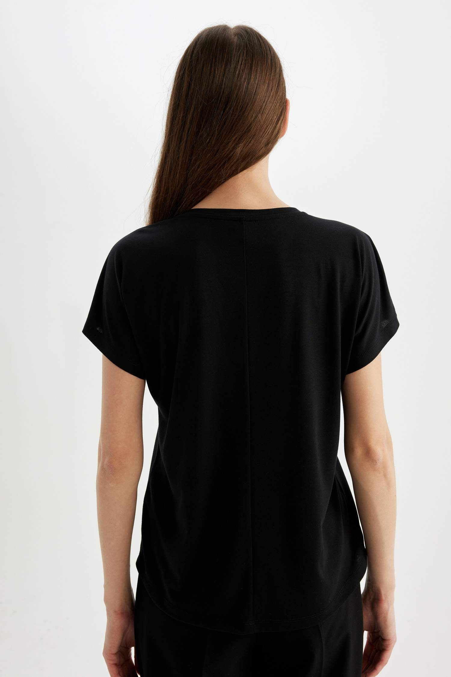 Regular Fit Bisiklet Yaka Baskılı Kısa Kollu Tişört