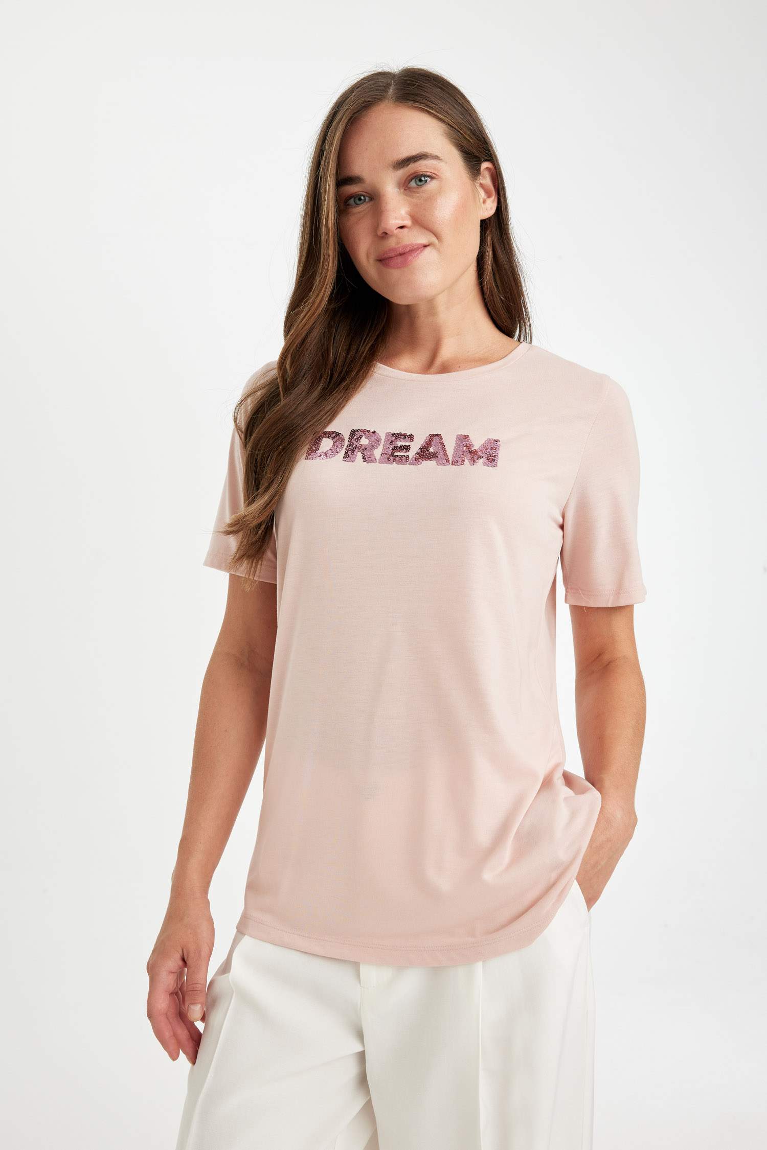 T-Shirt coupe régulière imprimé à Manches Courtes et à Col rond