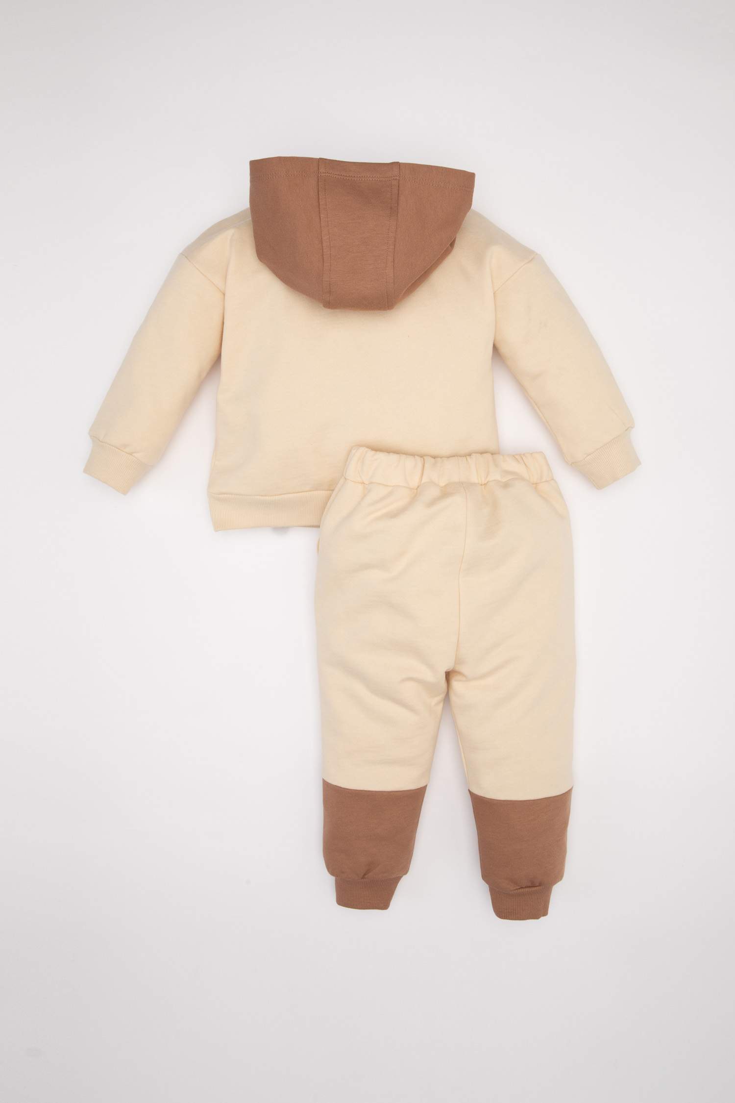 Erkek Bebek 2'li Takım Kapüşonlu Baskılı Sweatshirt Beli Lastikli Jogger Eşofman Altı