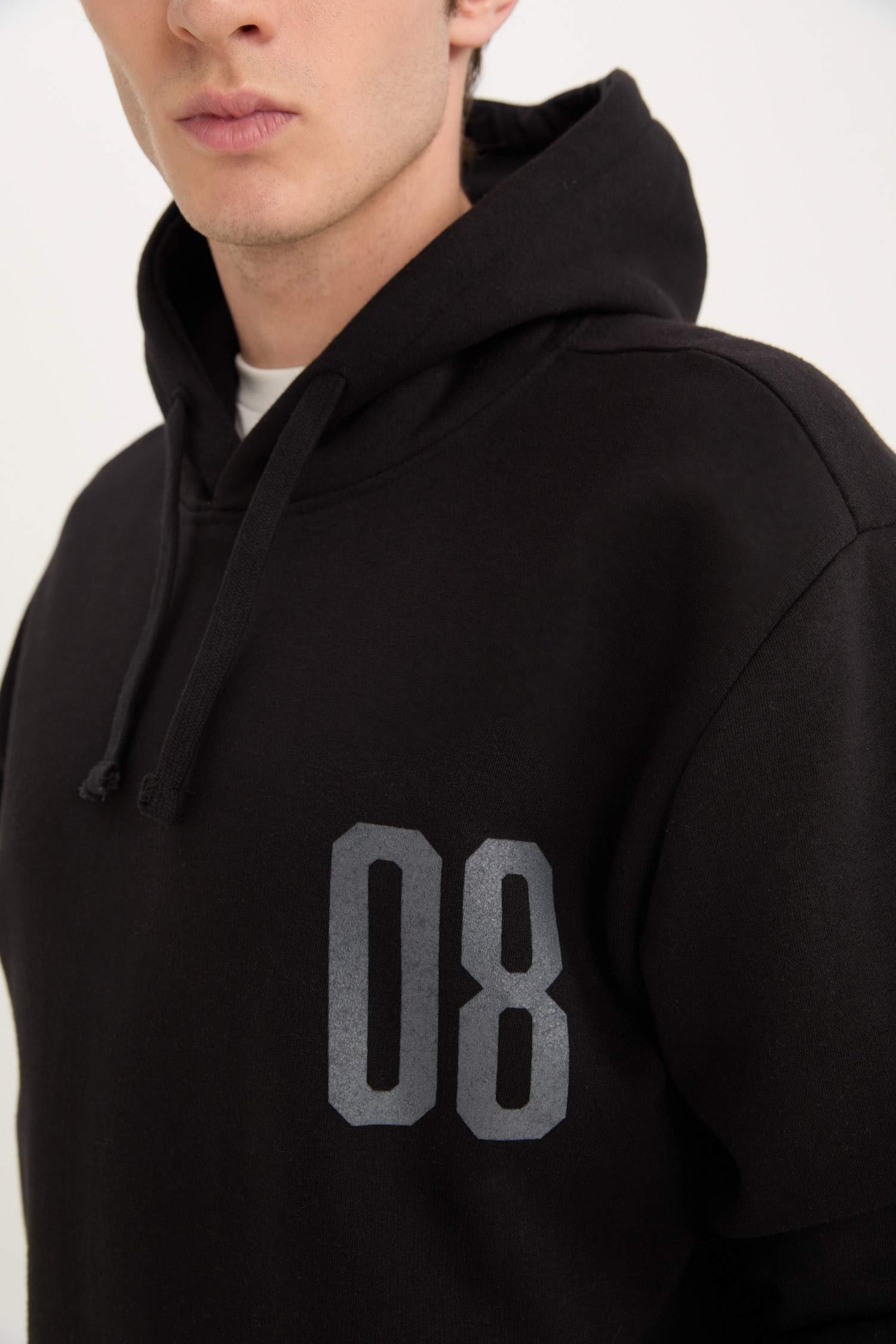 Relax Fit Hooded Printed Thick Sweatshirt