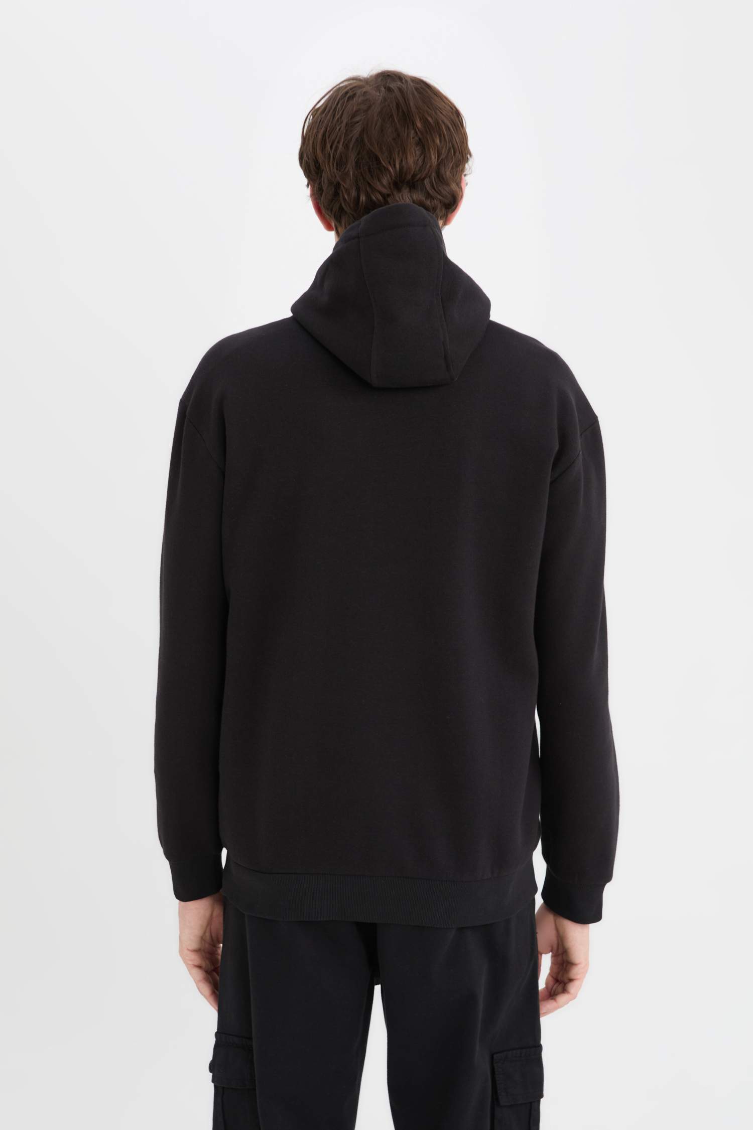 Relax Fit Hooded Printed Thick Sweatshirt