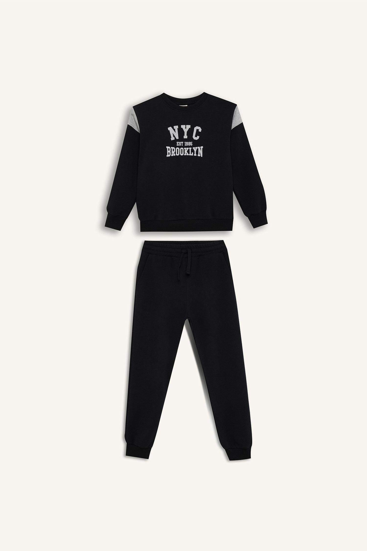 Erkek Çocuk 2'li Takım Baskılı Sweatshirt Eşofman Altı