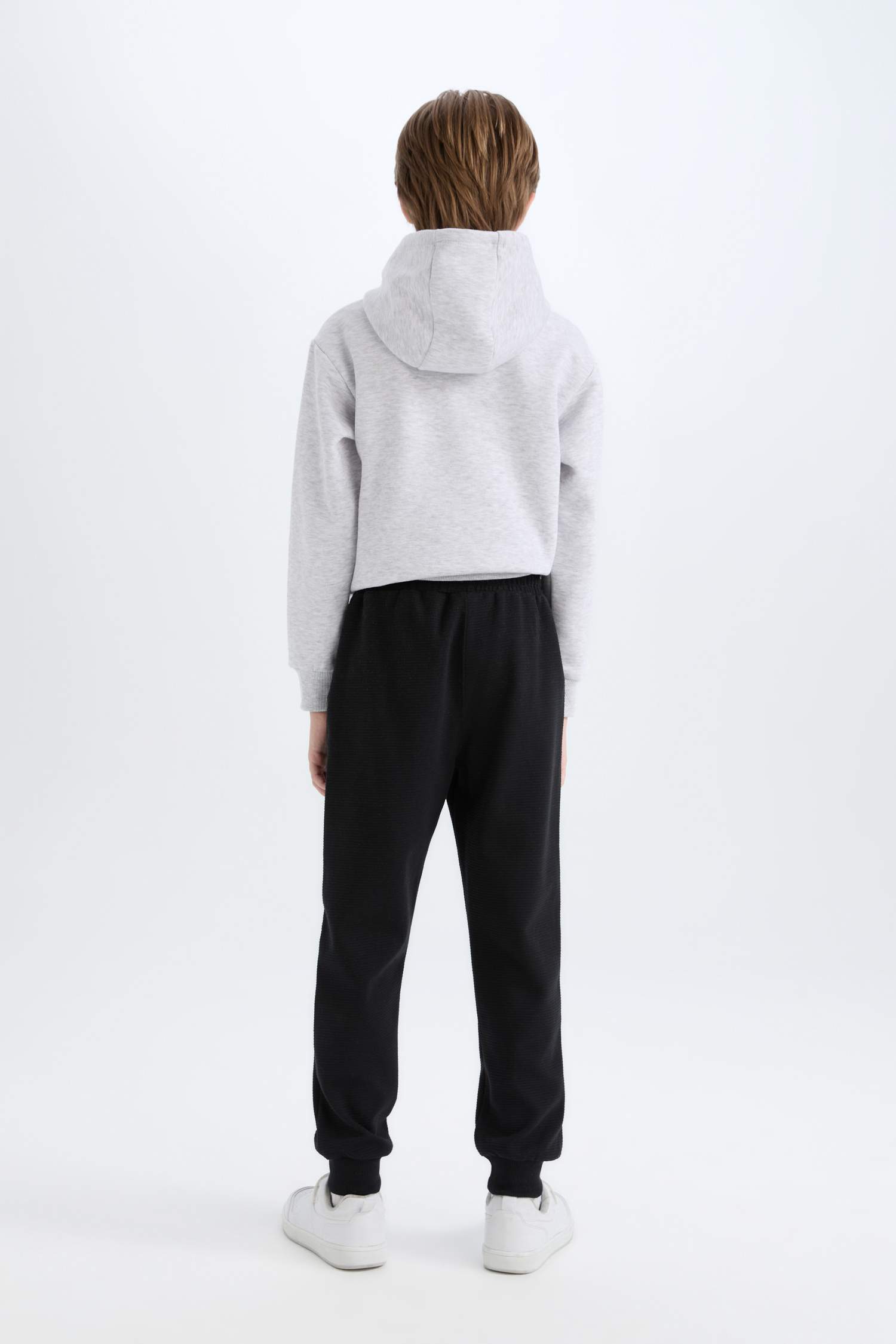 Erkek Çocuk 2'li Takım Kapüşonlu Baskılı Sweatshirt Beli Lastikli Eşofman Altı