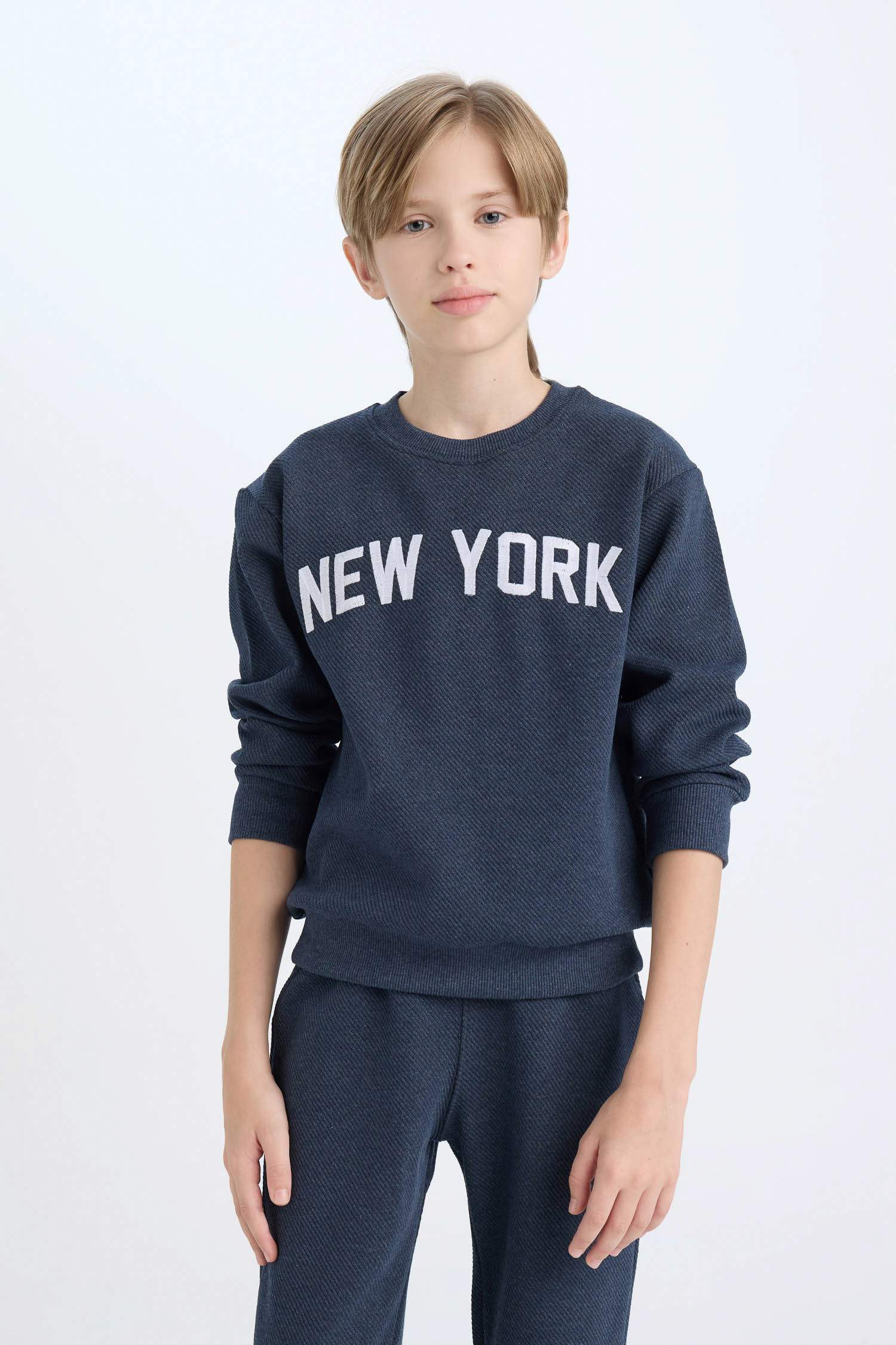 Erkek Çocuk 2'li Takım Baskılı Sweatshirt Beli Lastikli Eşofman Altı