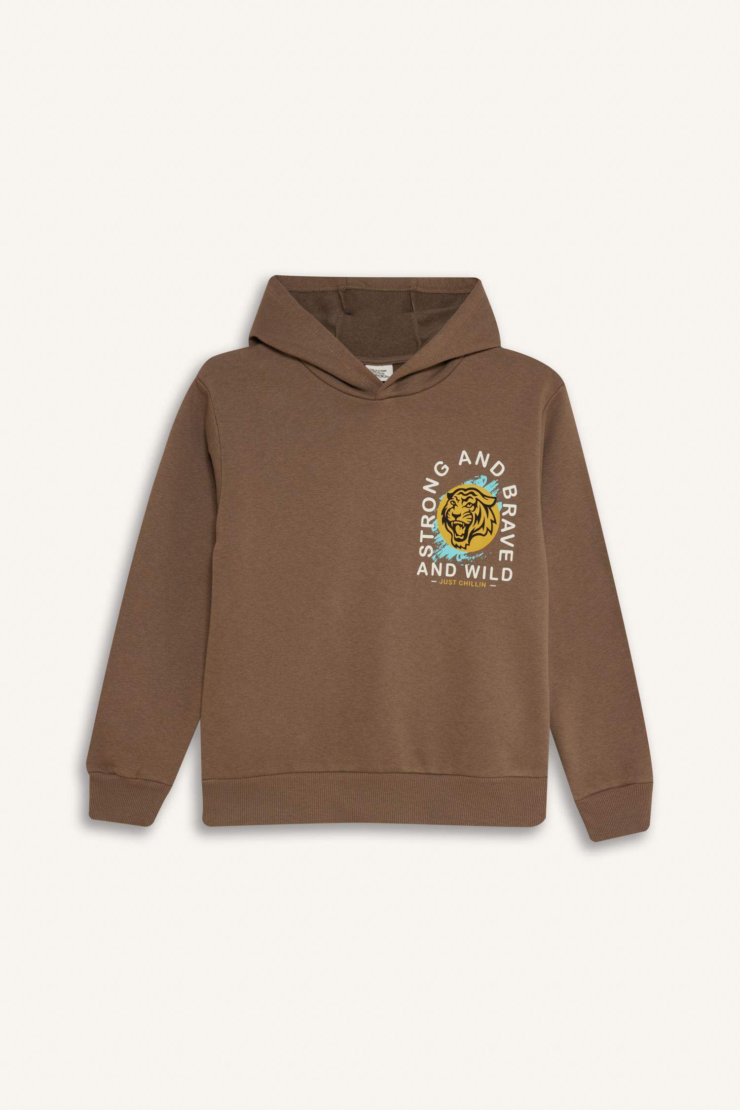 Erkek Çocuk 2'li Takım Baskılı Kapüşonlu Sweatshirt Eşofman Altı