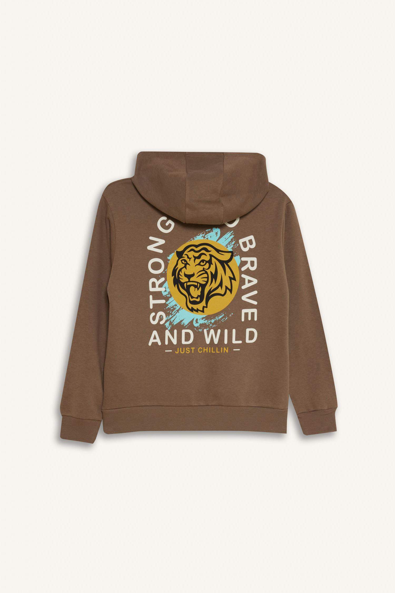 Erkek Çocuk 2'li Takım Baskılı Kapüşonlu Sweatshirt Eşofman Altı