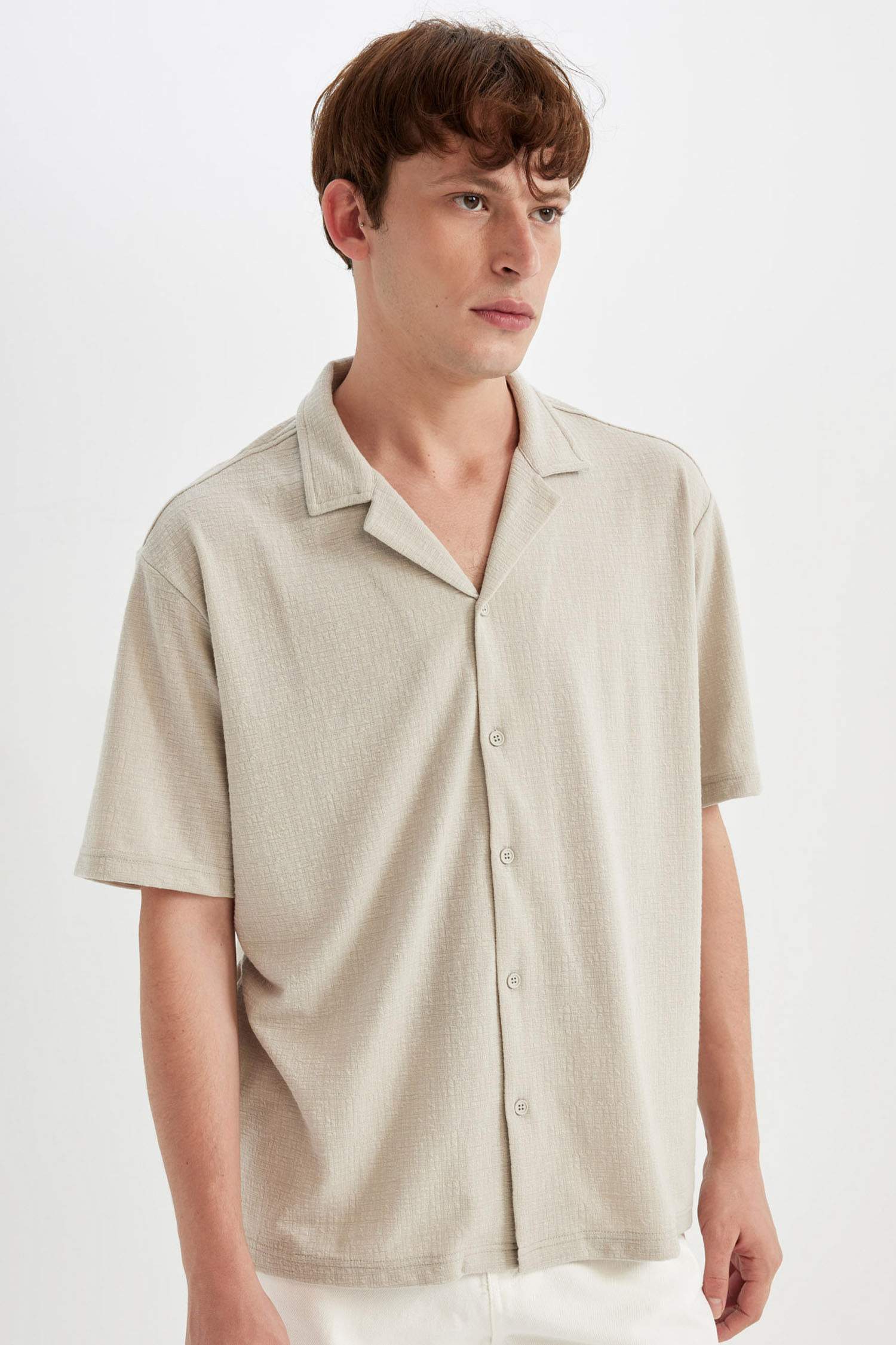 Regular Fit Apache Neck Short Sleeve Shirt