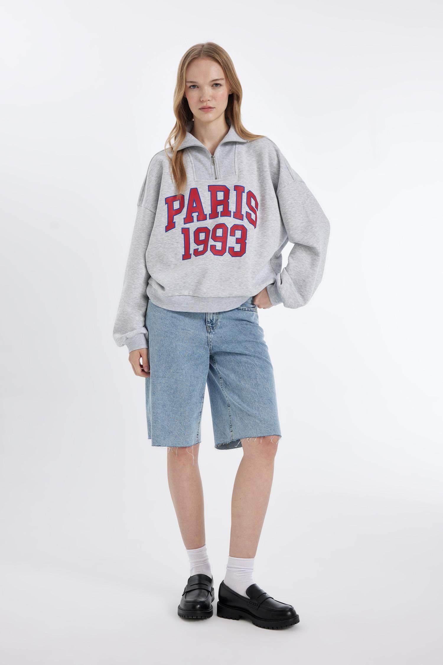 سويت شيرت اوفر سايز قماش سميك بياخة بسحاب