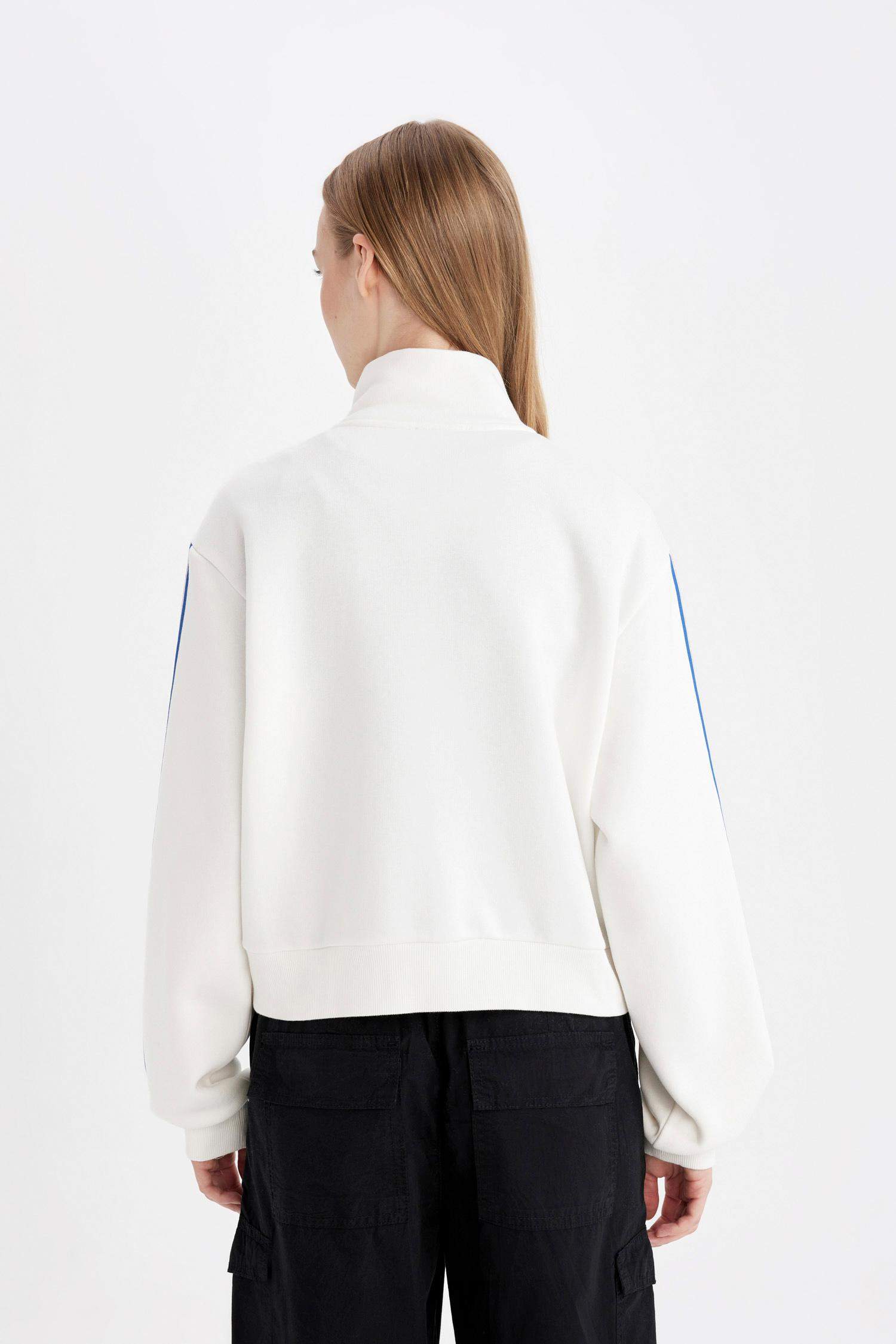 Sweat-shirt épais imprimé à coupe Ample et à fermeture éclair