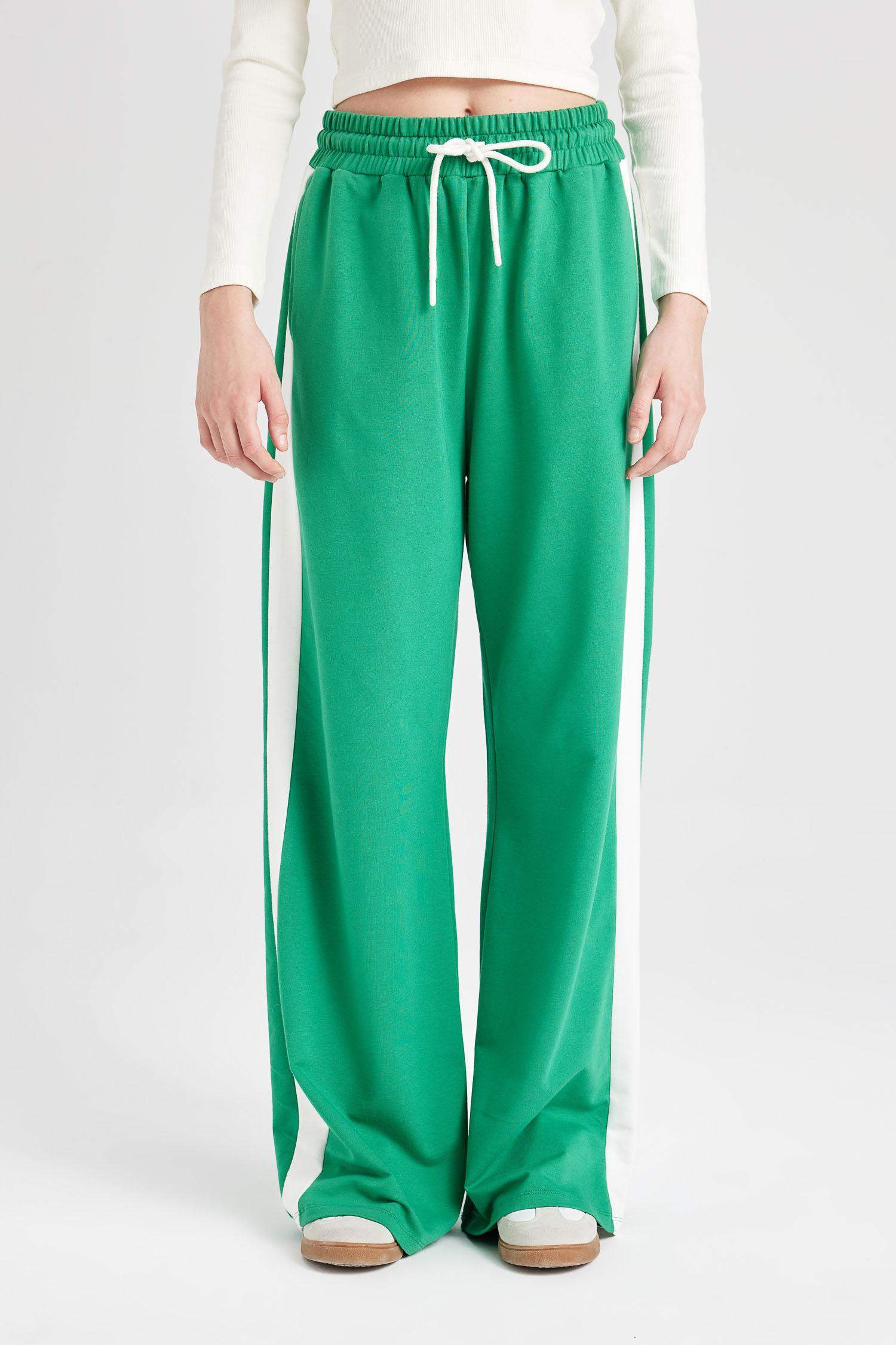 Wide Leg Geniş Bol Paça Eşofman Altı Geniş Paça Beli Lastikli Bağcıklı Şeritli