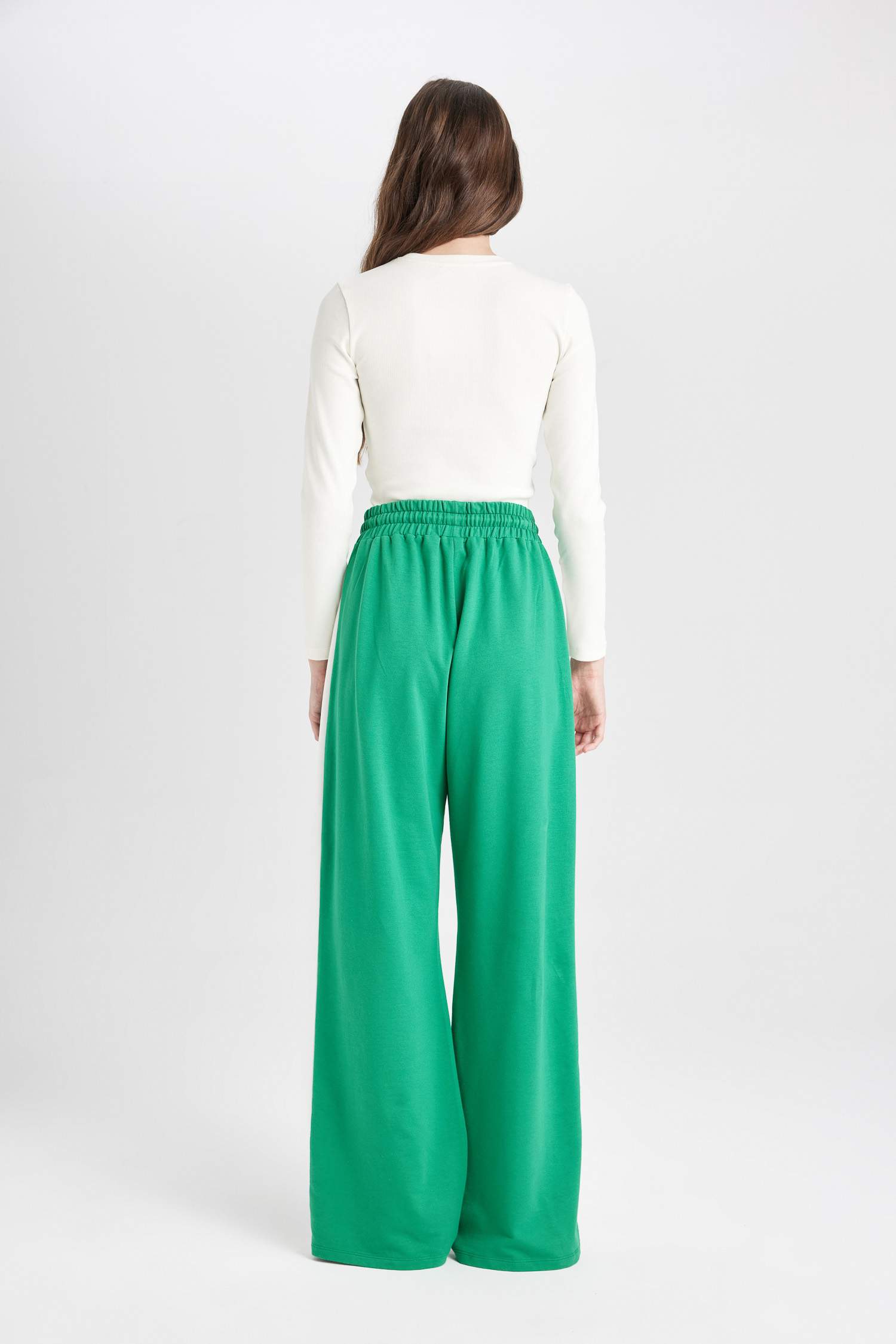 Wide Leg Geniş Bol Paça Eşofman Altı Geniş Paça Beli Lastikli Bağcıklı Şeritli