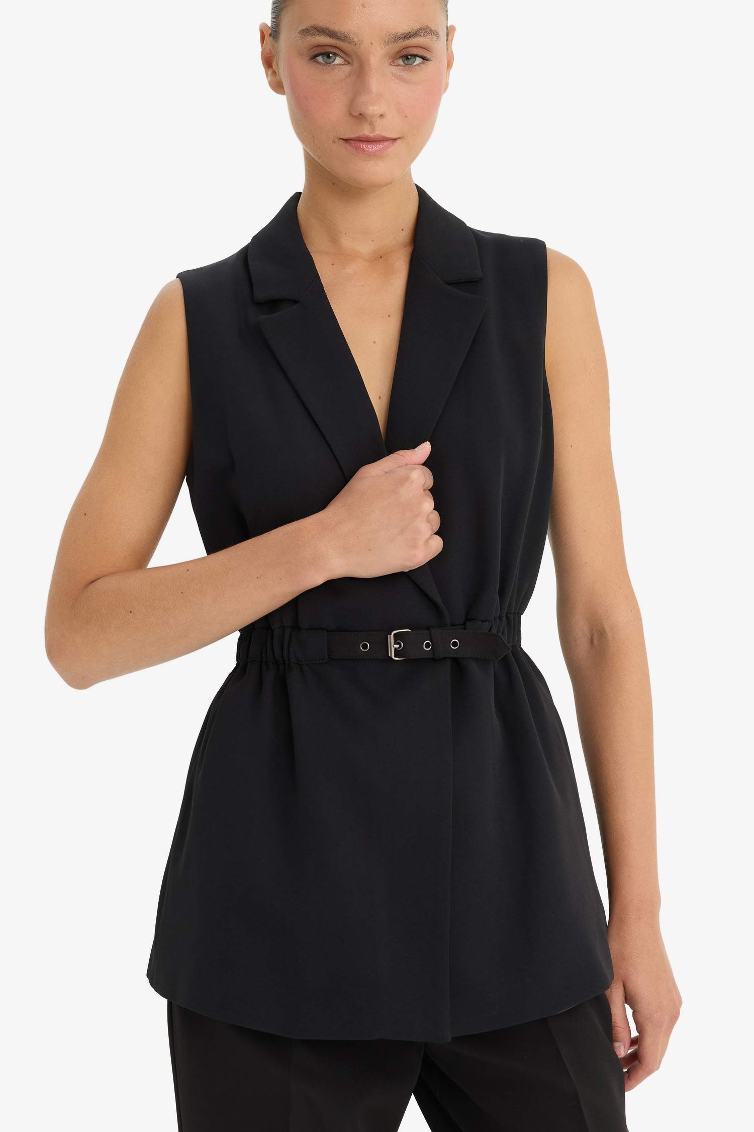 Fitted Jacket Collar Blazer Vest