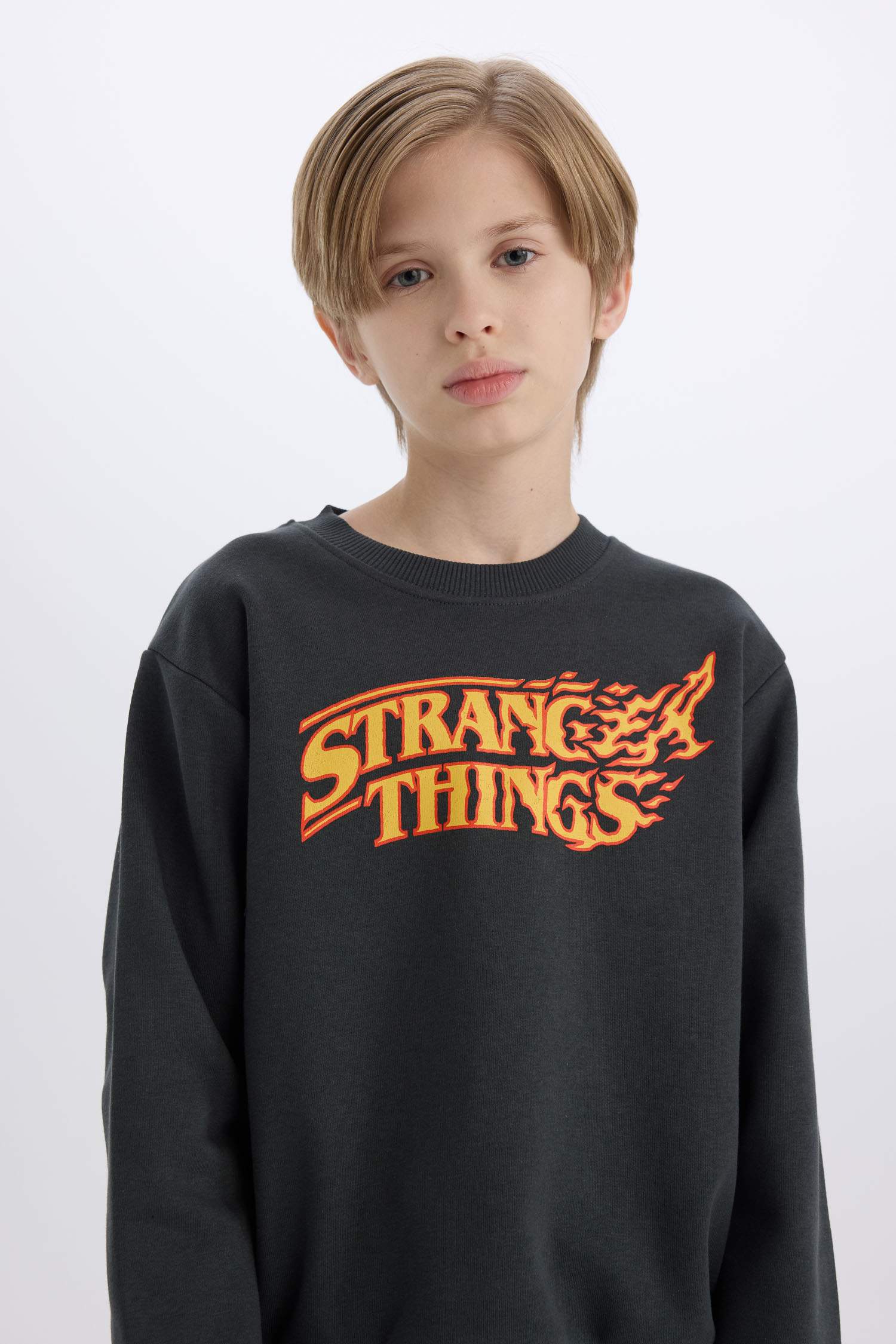 Erkek Çocuk Stranger Things Bisiklet Yaka Sweatshirt