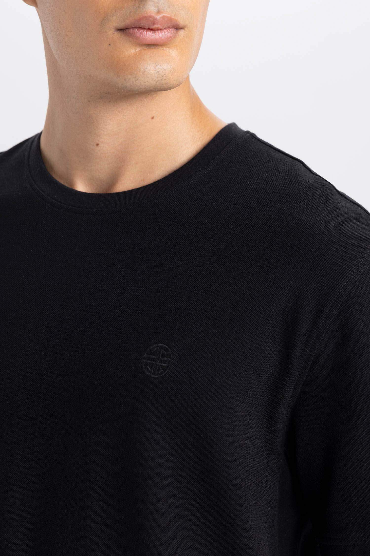 %100 Pamuk Regular Fit Bisiklet Yaka Kısa Kollu Pike Tişört