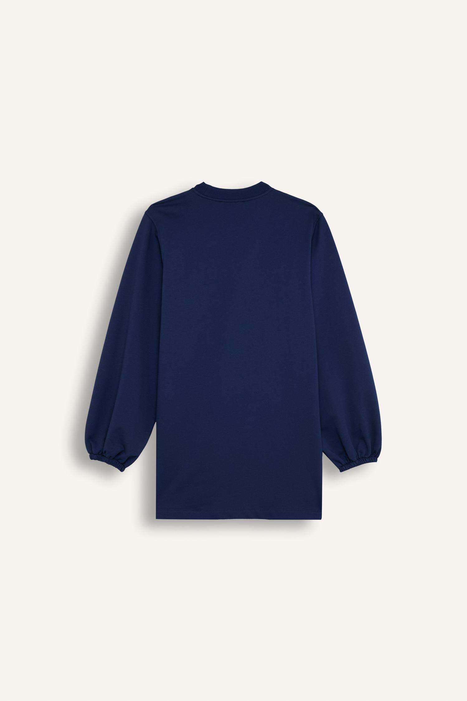 Bisiklet Yaka Balon Kollu Taşlı Uzun Kollu Sweatshirt Tunik