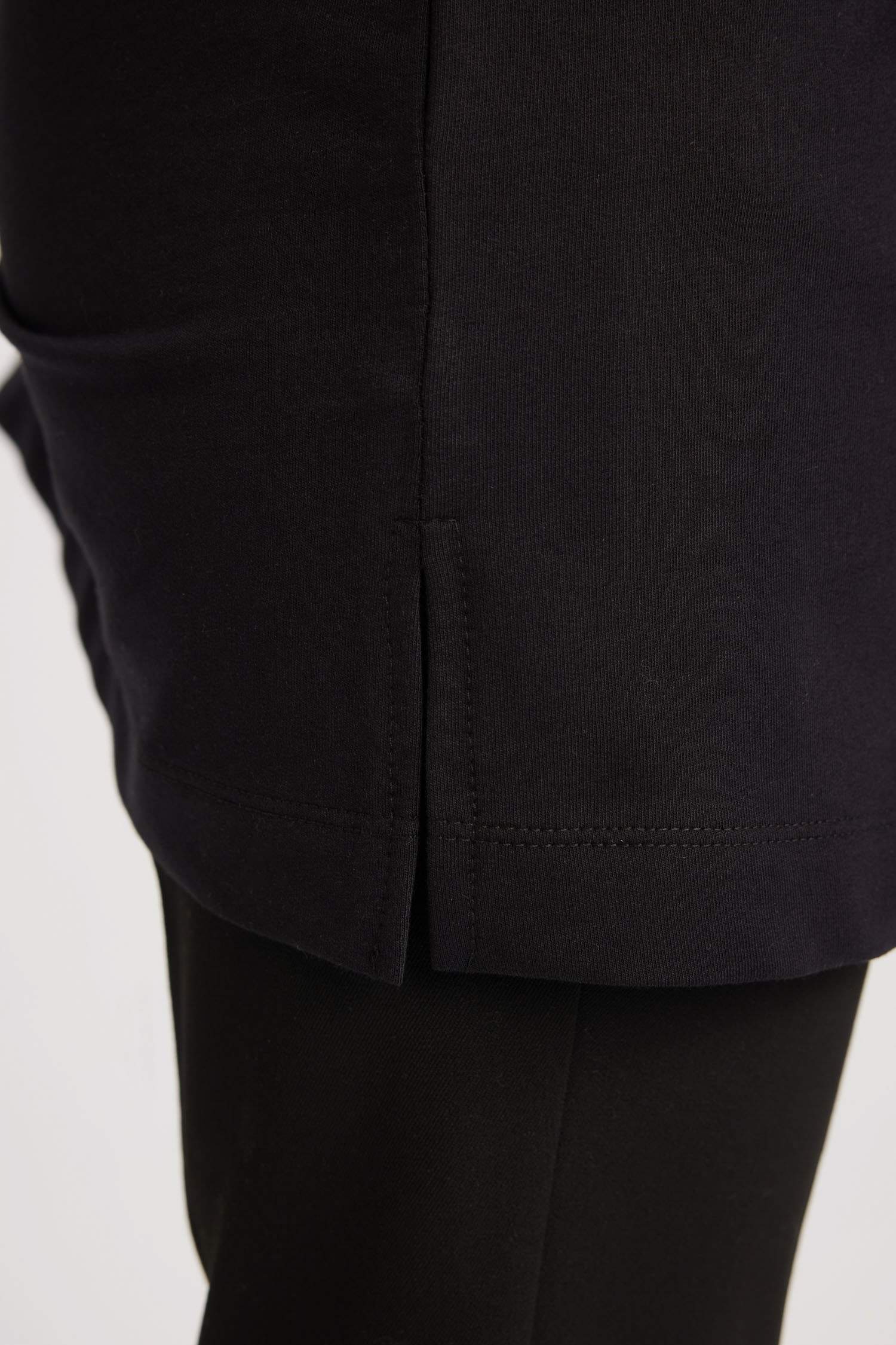 Regular Fit Bisiklet Yaka Balon Kollu Taşlı Uzun Kollu Sweatshirt Tunik