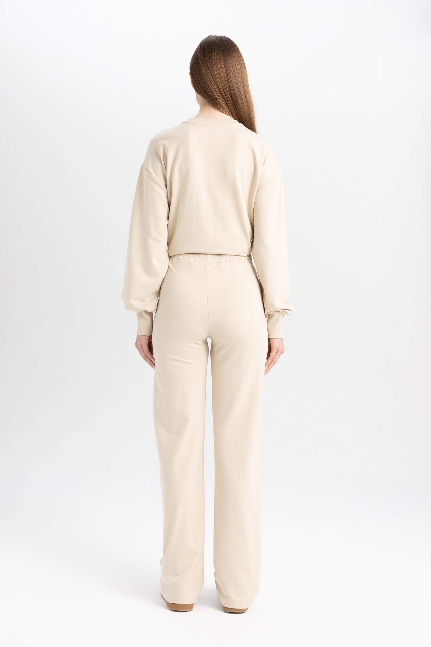 Wide Leg Geniş Bol Paça Eşofman Altı Beli Lastikli Basic Düz