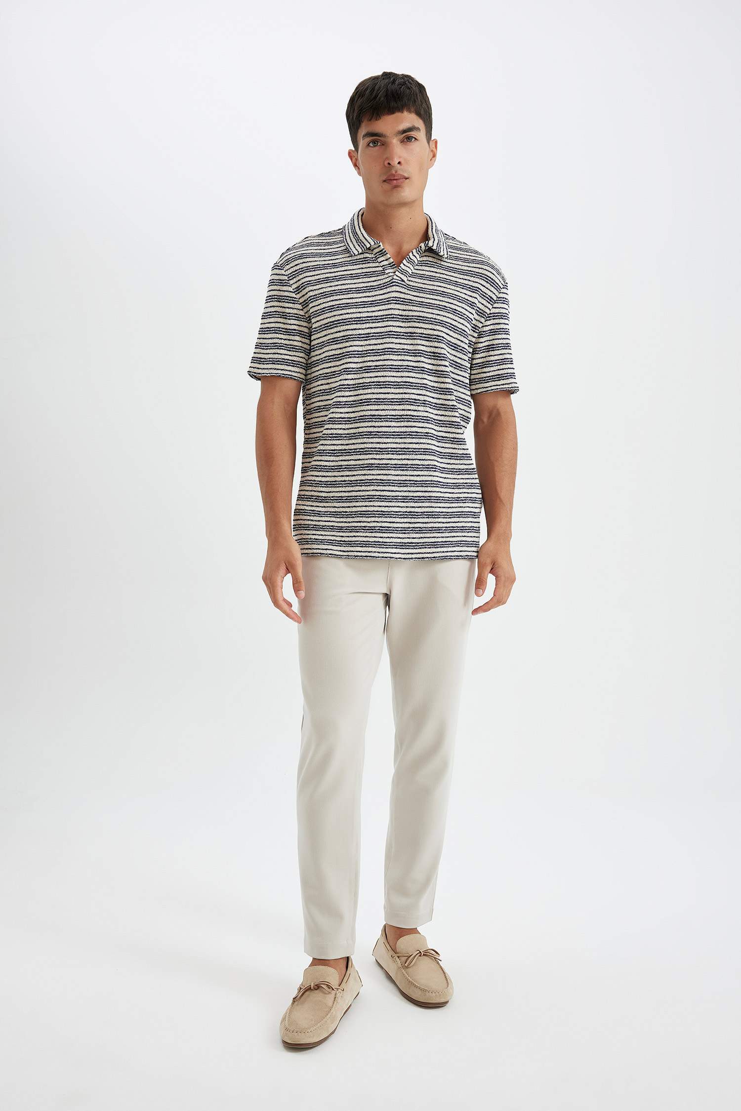 T-shirt Polo en Tricot à coupe régulière