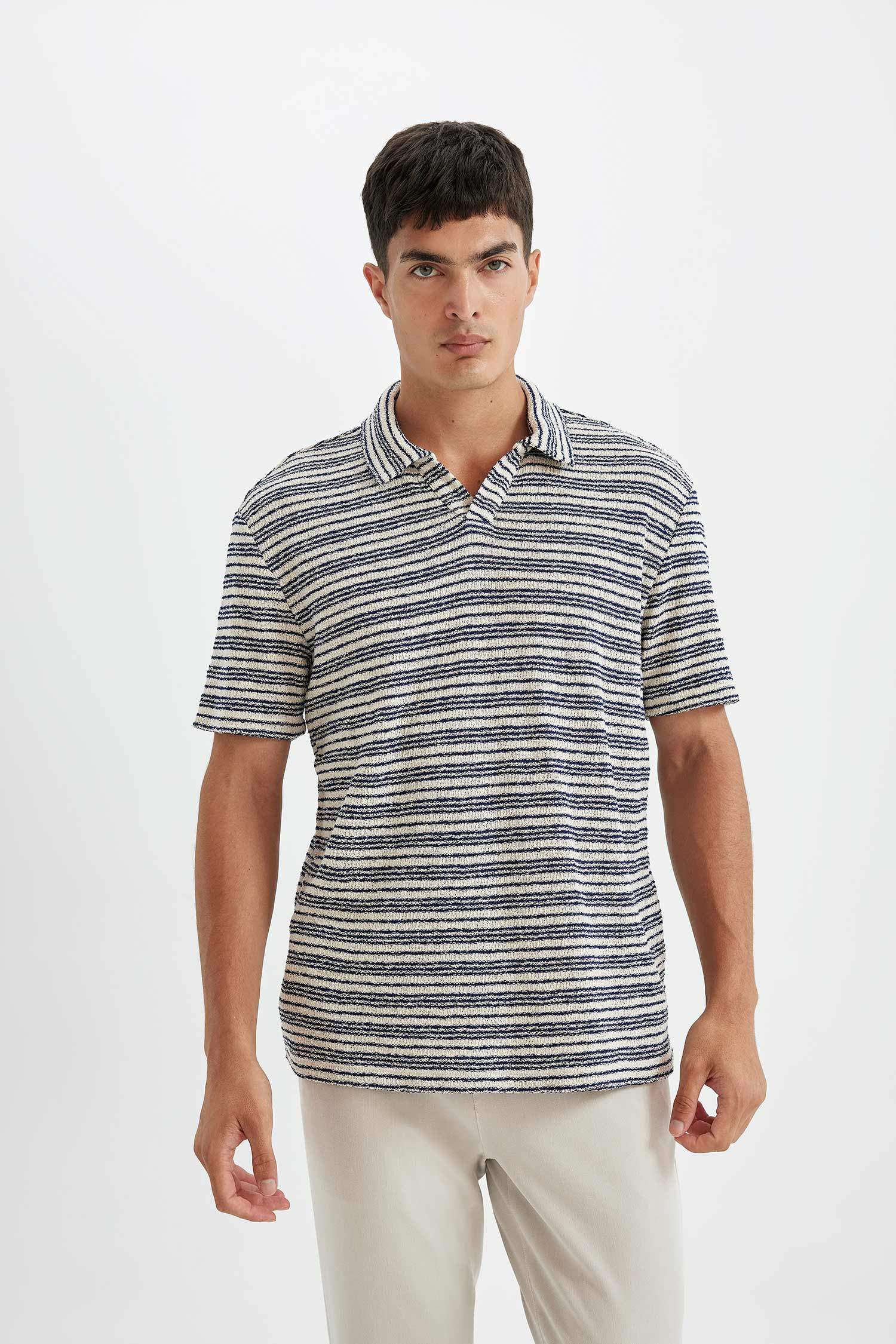 T-shirt Polo en Tricot à coupe régulière