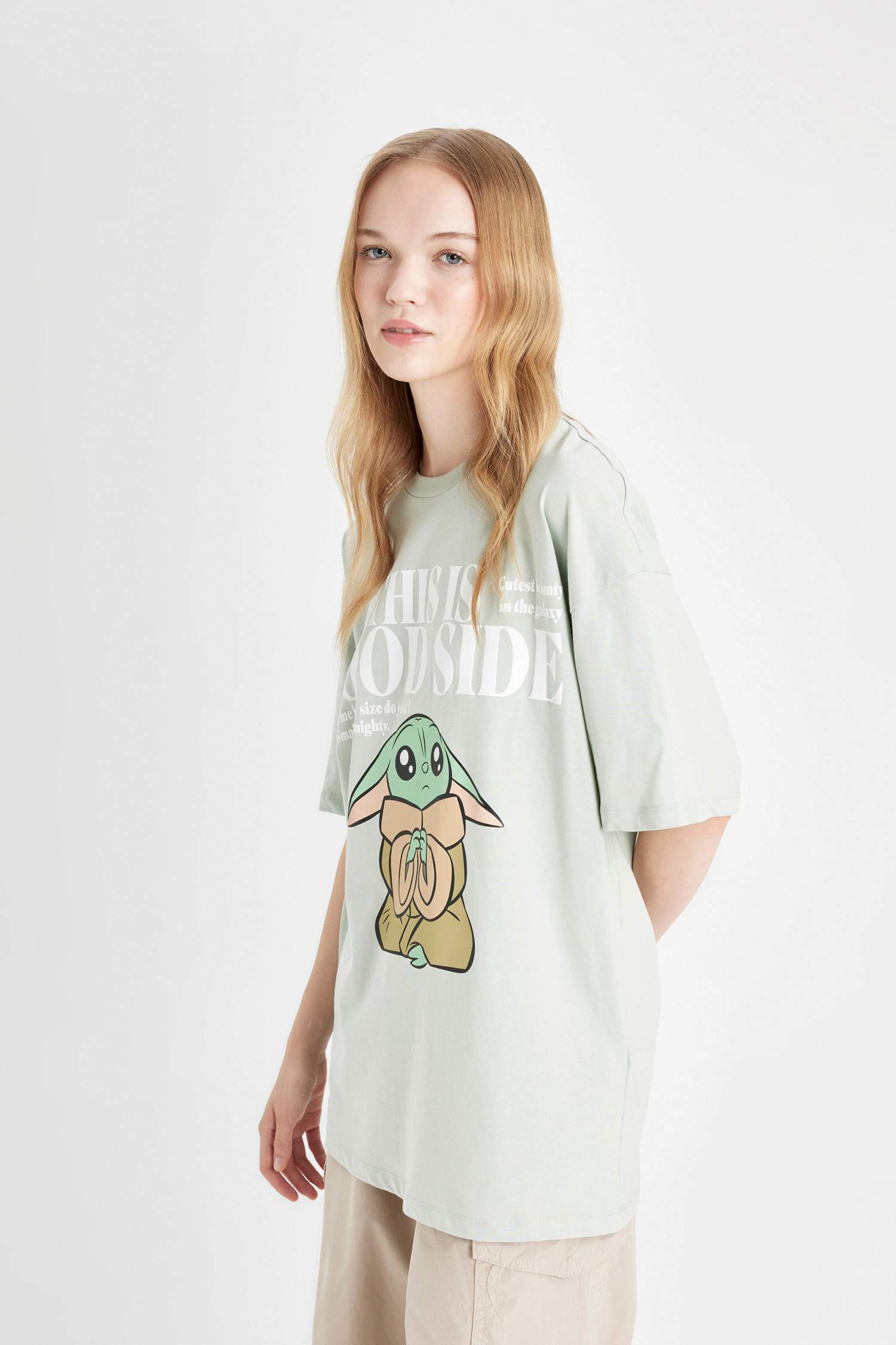 Coool Star Wars-Mandalorian Oversize Geniş Kalıp Bisiklet Yaka Sırt Baskılı Kısa Kollu Tişört