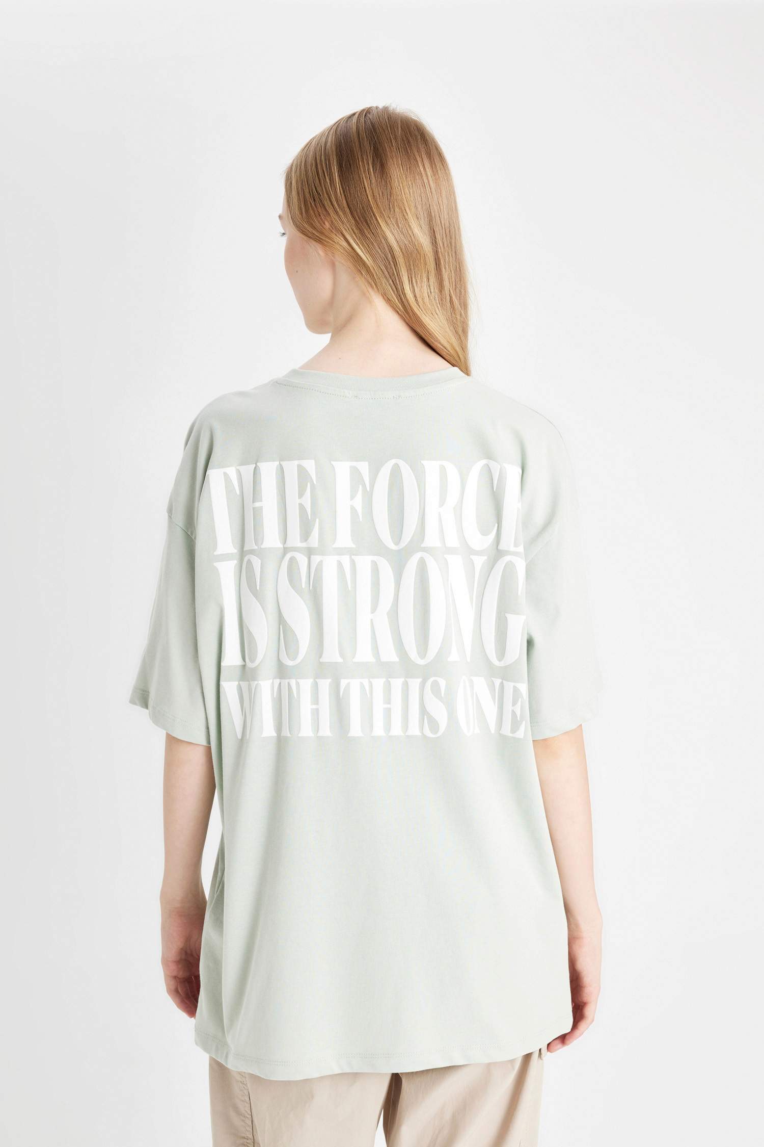 Coool Star Wars-Mandalorian Oversize Geniş Kalıp Bisiklet Yaka Sırt Baskılı Kısa Kollu Tişört