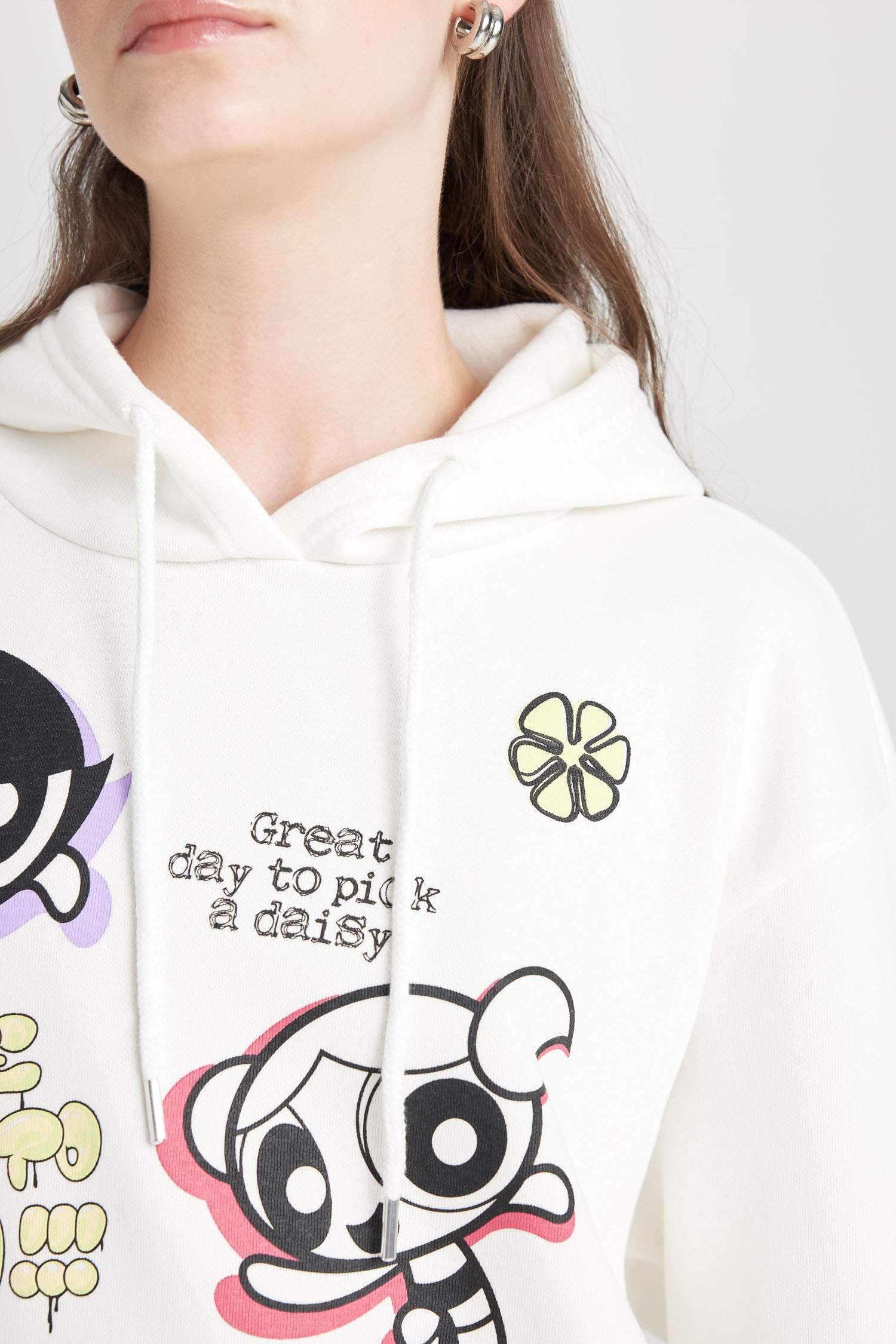 Oversize Fit PowerPuff Girls Licensed Printed Sweatshirt