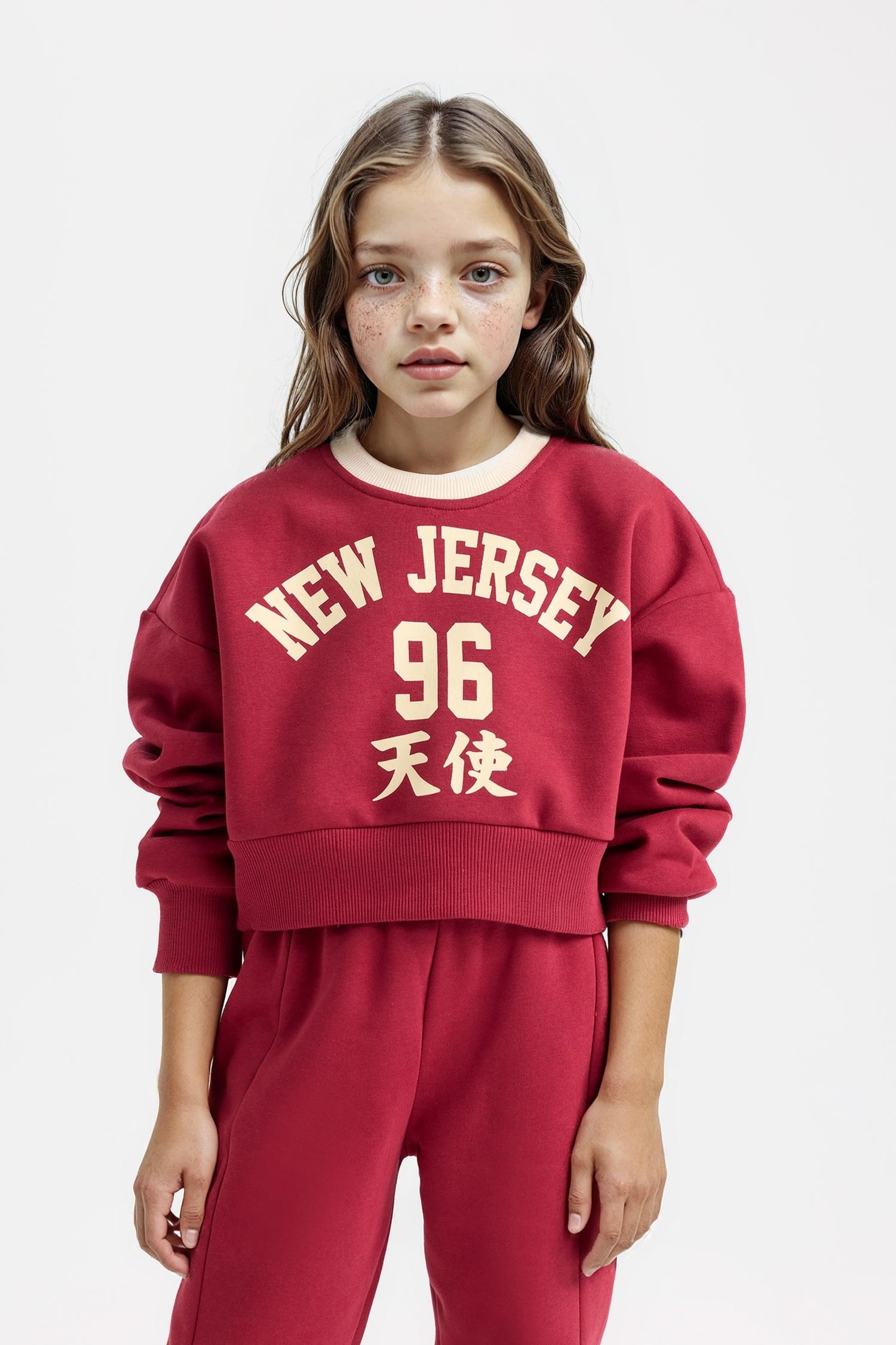 Kız Çocuk 2'li Takım Sweatshirt Beli Lastikli Eşofman Altı