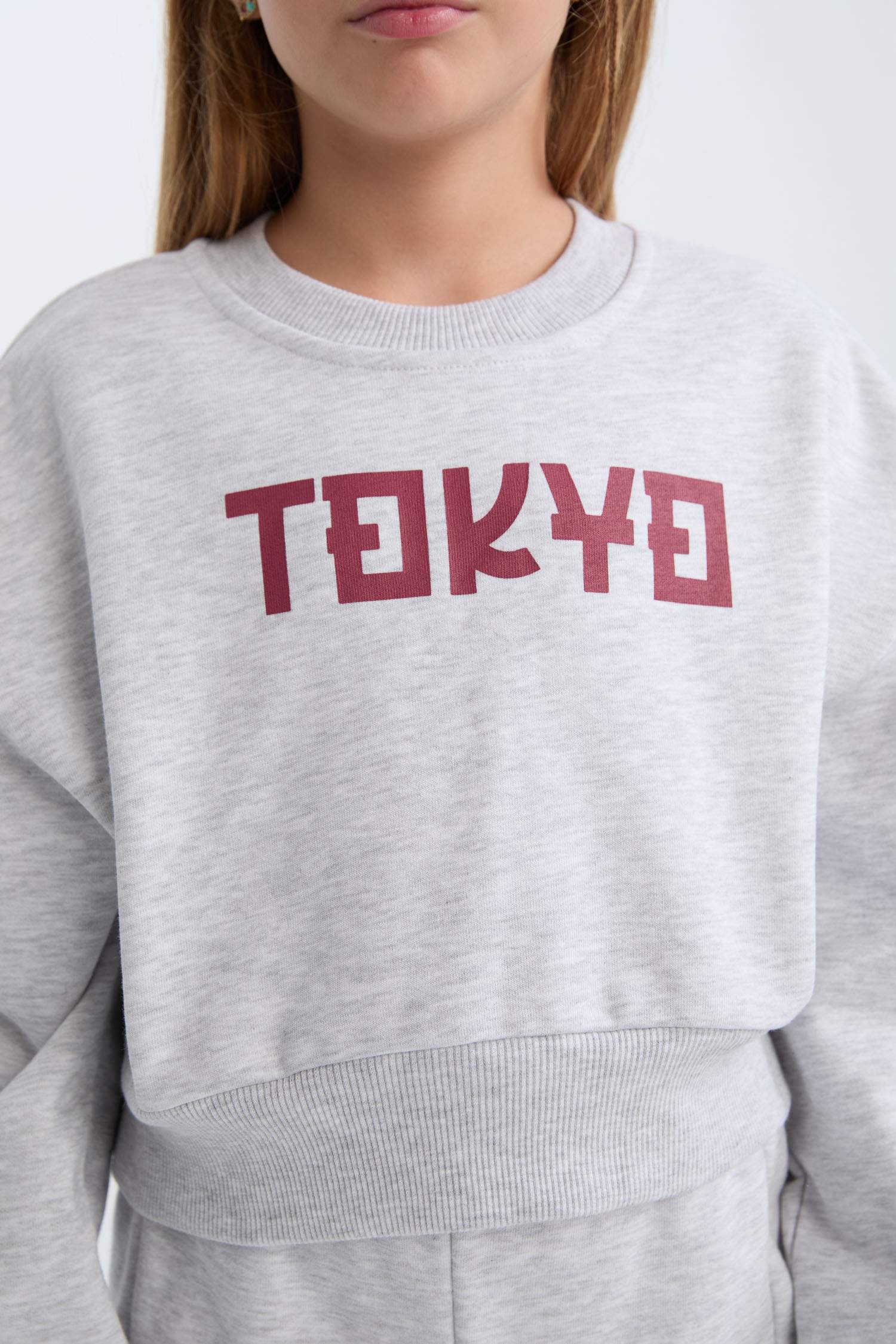 Kız Çocuk 2'li Takım Baskılı Sweatshirt Üst Beli Lastikli Jogger Eşofman Altı