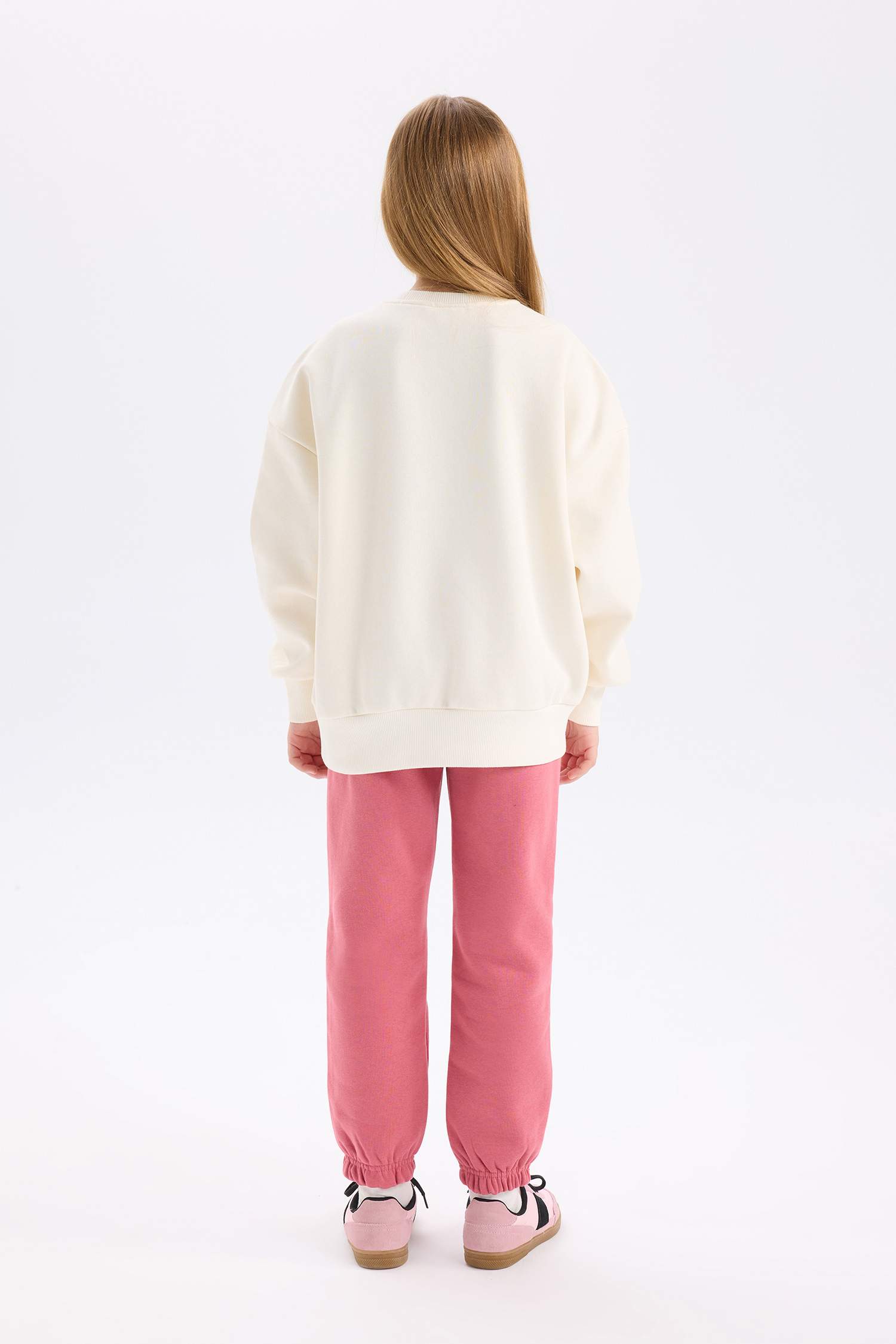 Kız Çocuk 2'li Takım Baskılı Sweatshirt Beli Lastikli Eşofman Altı