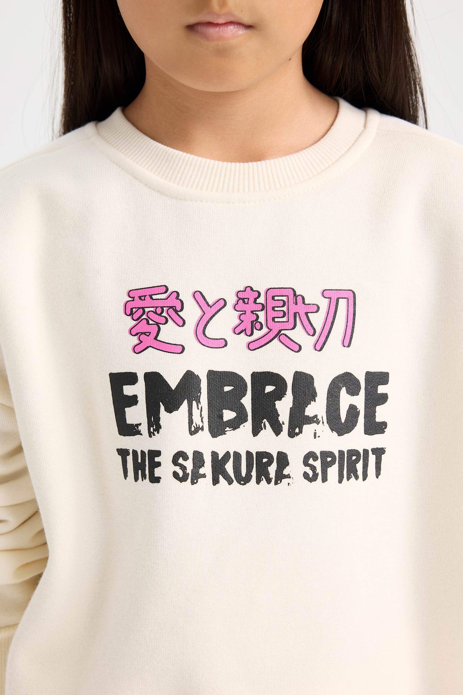 Kız Çocuk 2'li Takım Baskılı Sweatshirt Üst Beli Lastikli Jogger Eşofman Altı