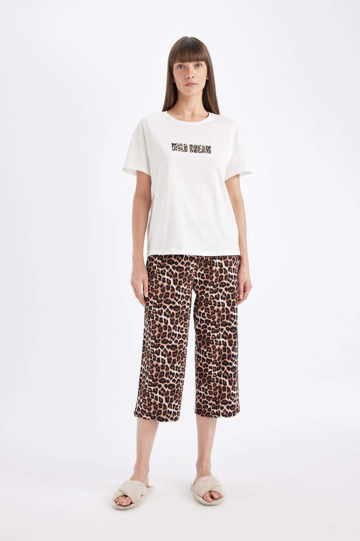 Regular Fit Leopard 2 Piece Pajama Set