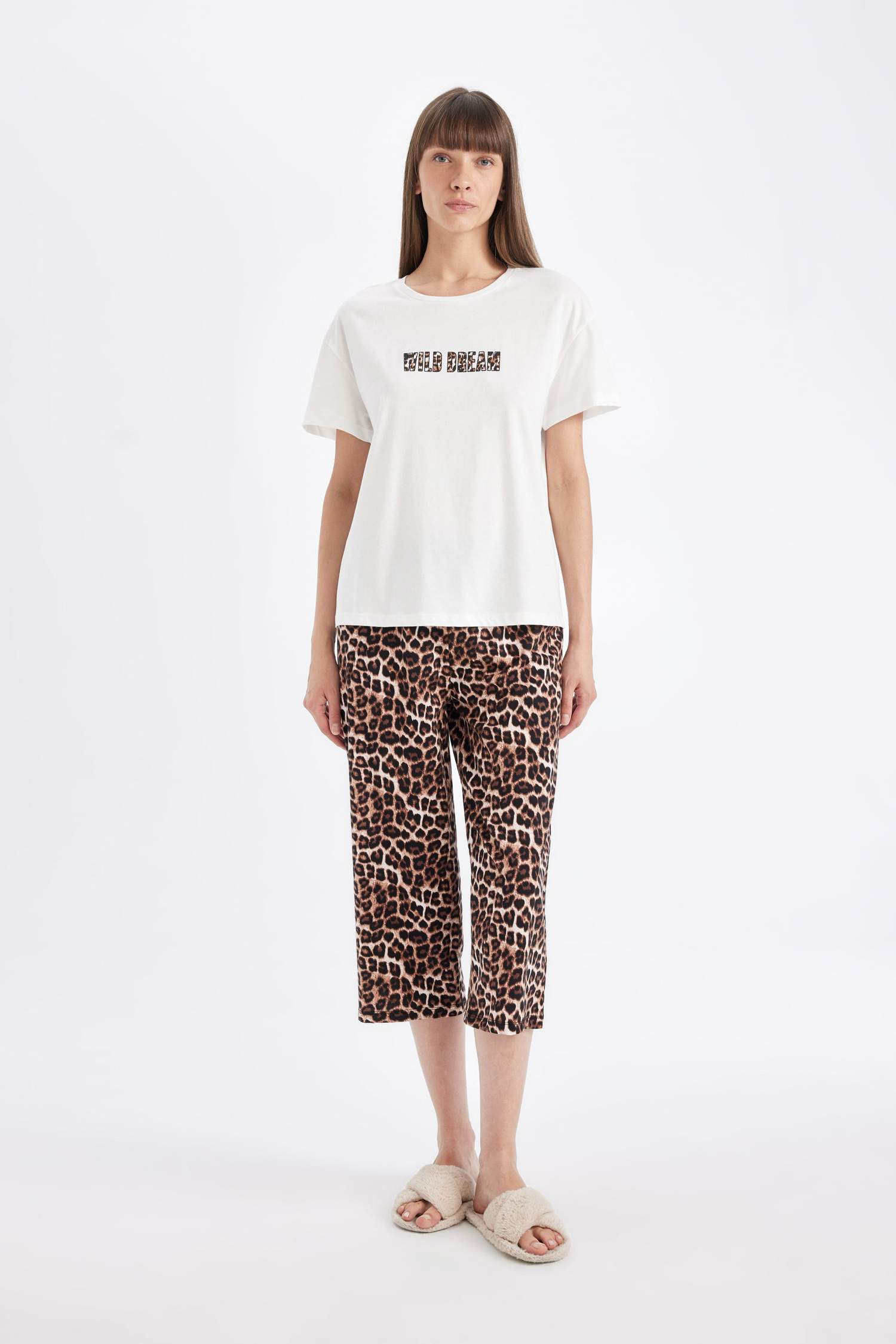 Regular Fit Leopard 2 Piece Pajama Set