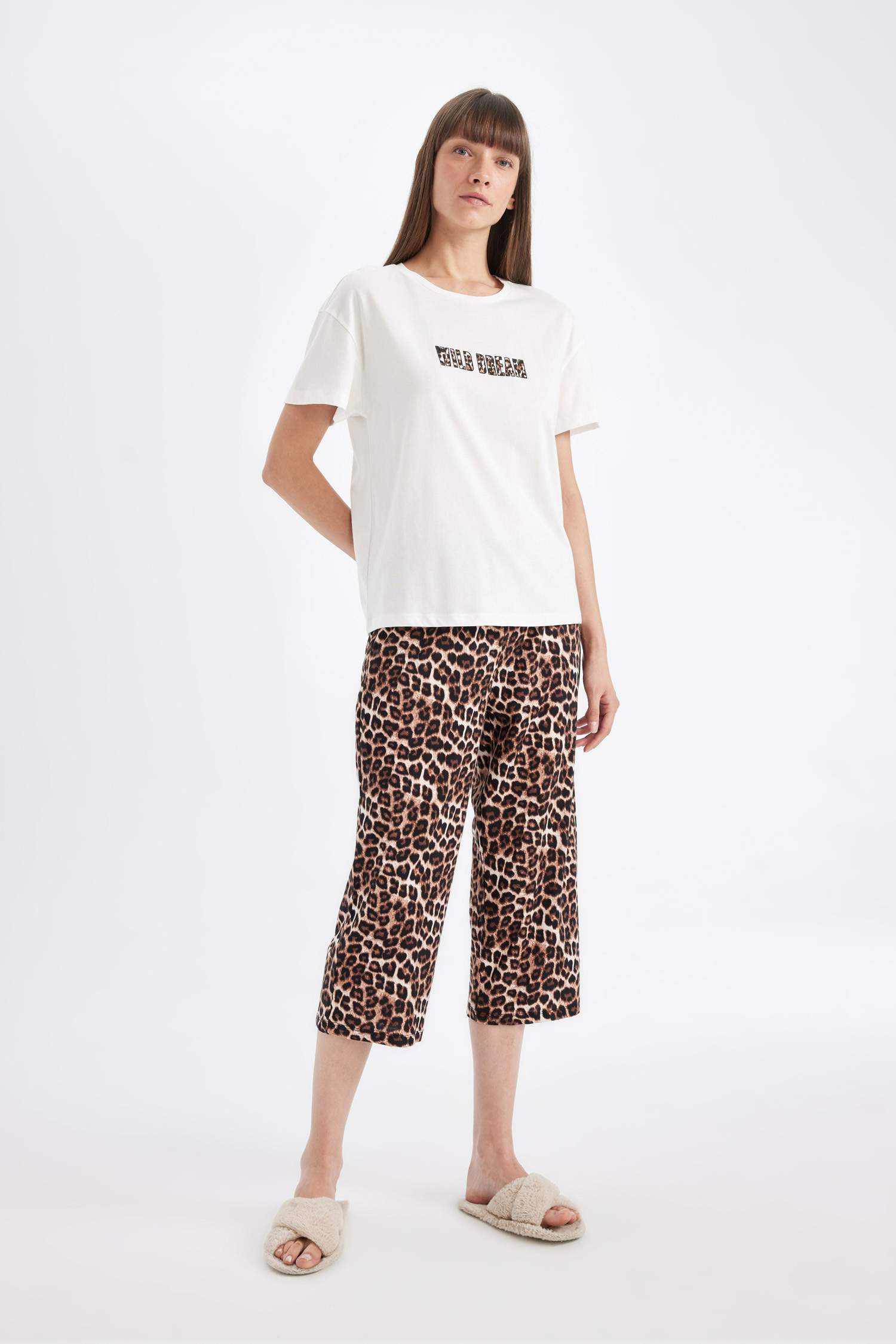 Regular Fit Leopard 2 Piece Pajama Set