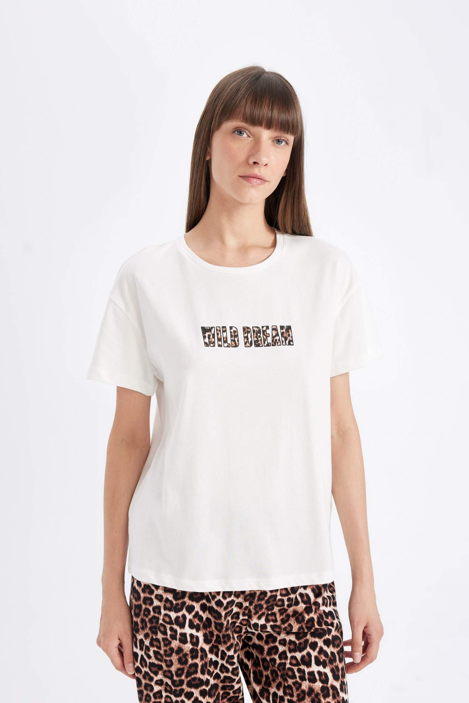 Regular Fit Leopard 2 Piece Pajama Set