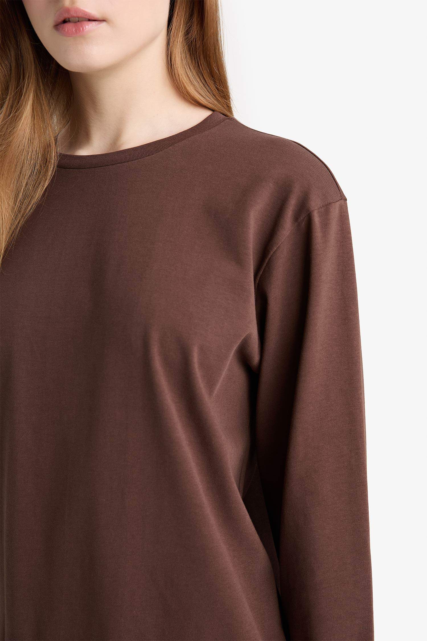 Tunique à col rond et manches longues Coupe régulière