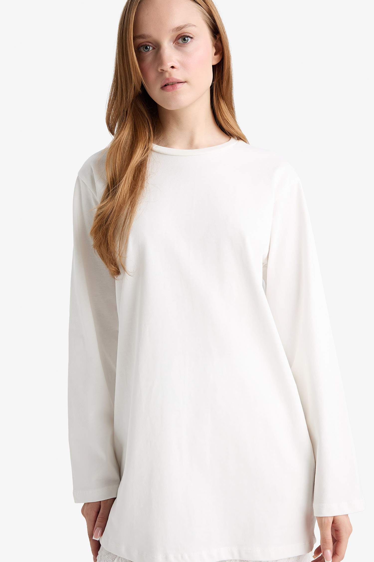 Regular Fit Crew Neck Long Sleeve Tunic