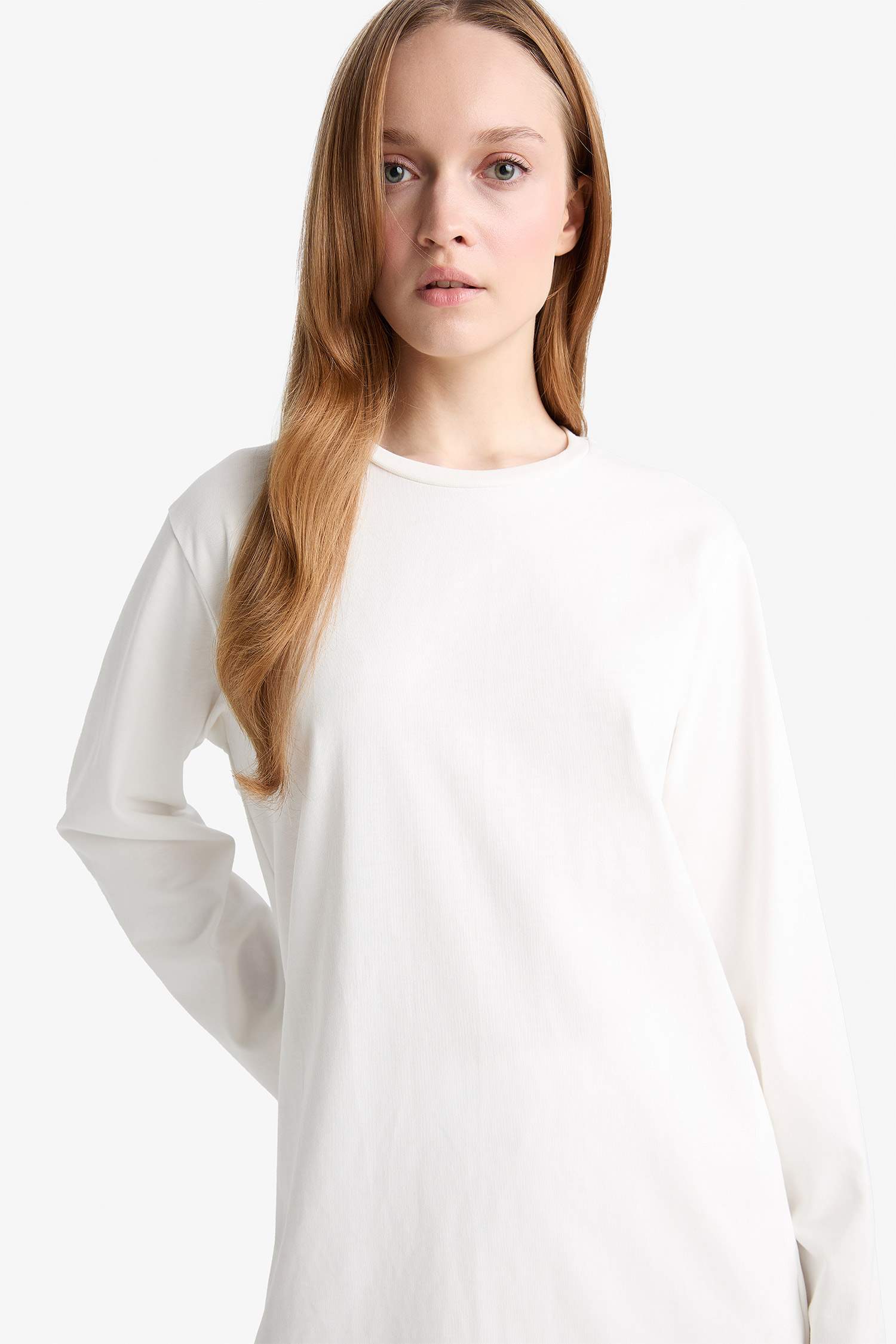 Regular Fit Crew Neck Long Sleeve Tunic