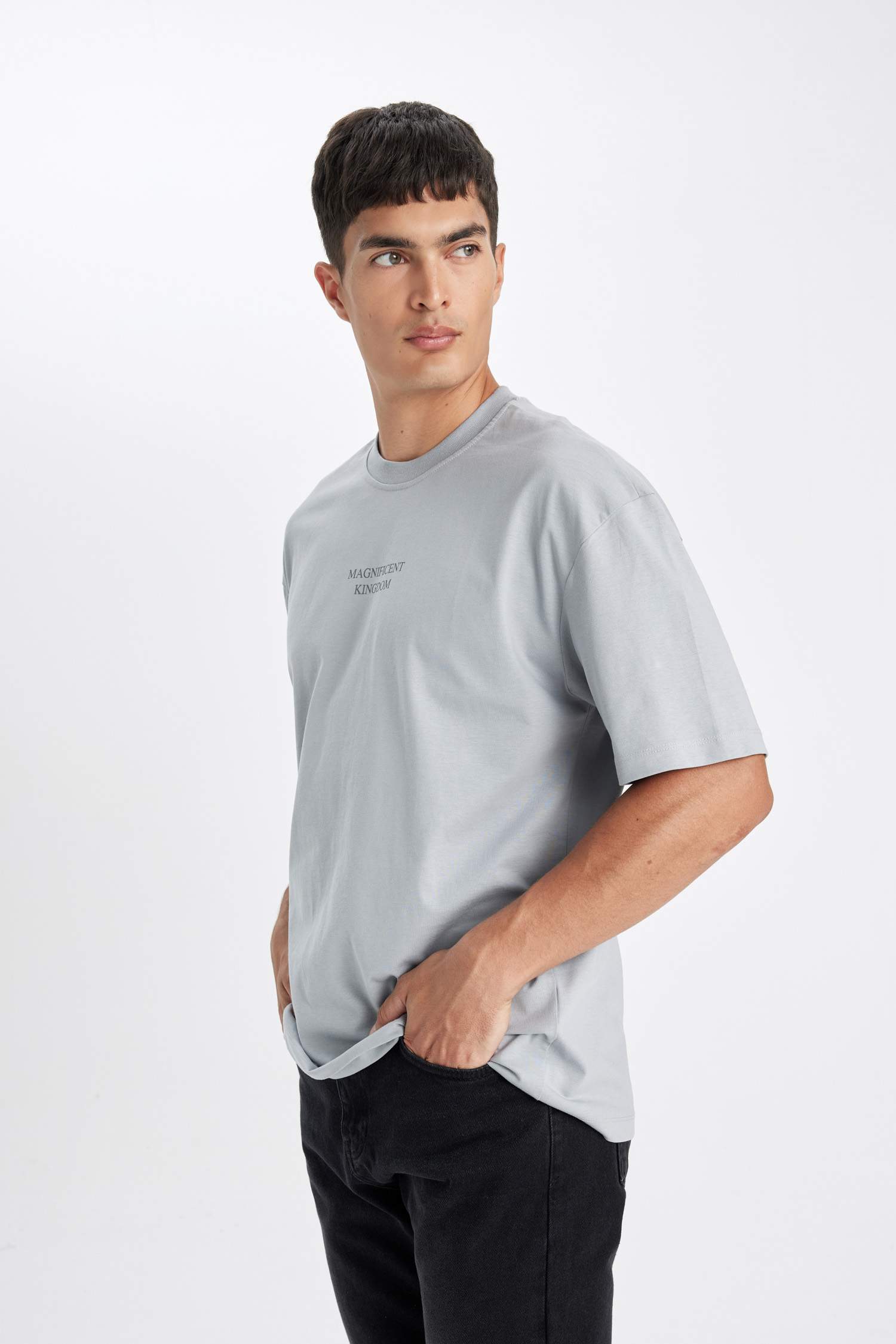 Oversize Fit Crew Neck Back Printed T-Shirt