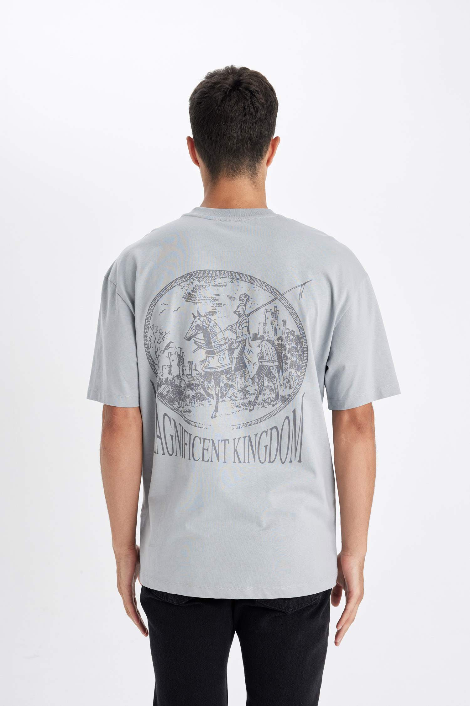 Oversize Fit Crew Neck Back Printed T-Shirt