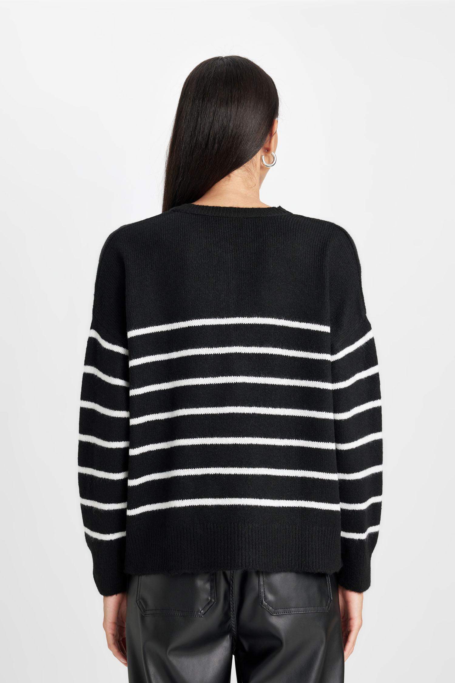 Oversize Geniş Kalıp Düğmeli Yaka Triko Kazak