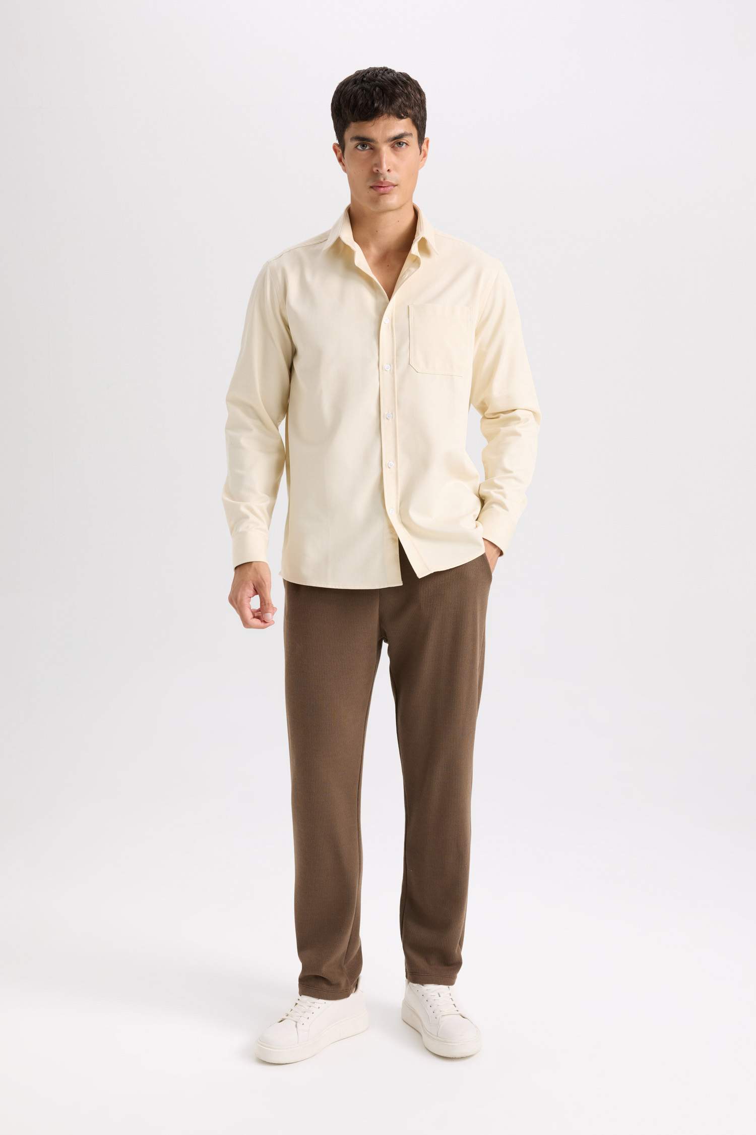 قميص بولو ردن طويل جبردين قصة عادية