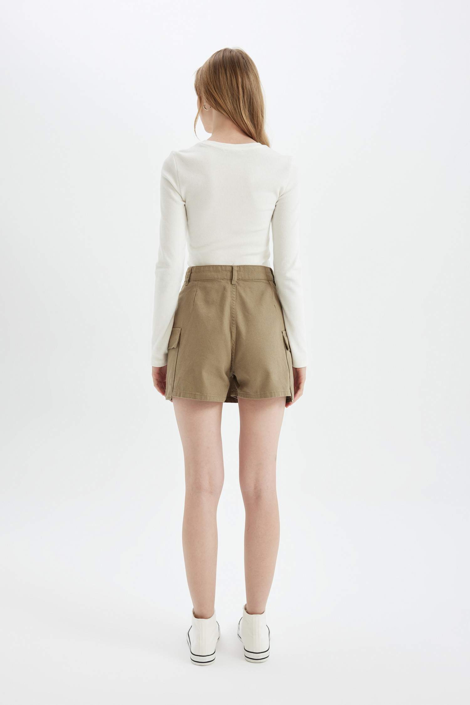 Regular Fit Regular Waist Gabardine Shorts