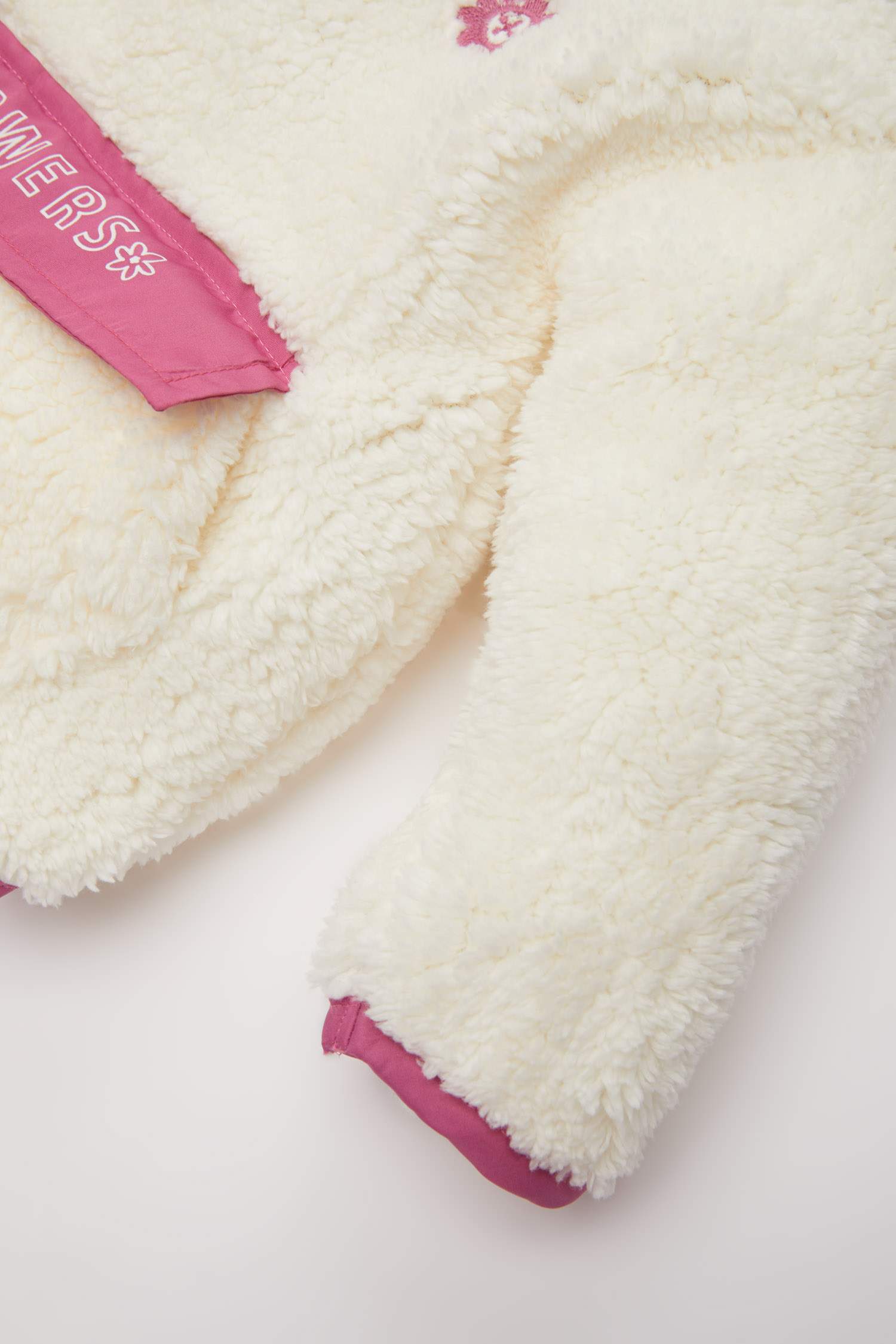 Baby Girl Standing Collar Zippered Welsoft Plush Sweatshirt