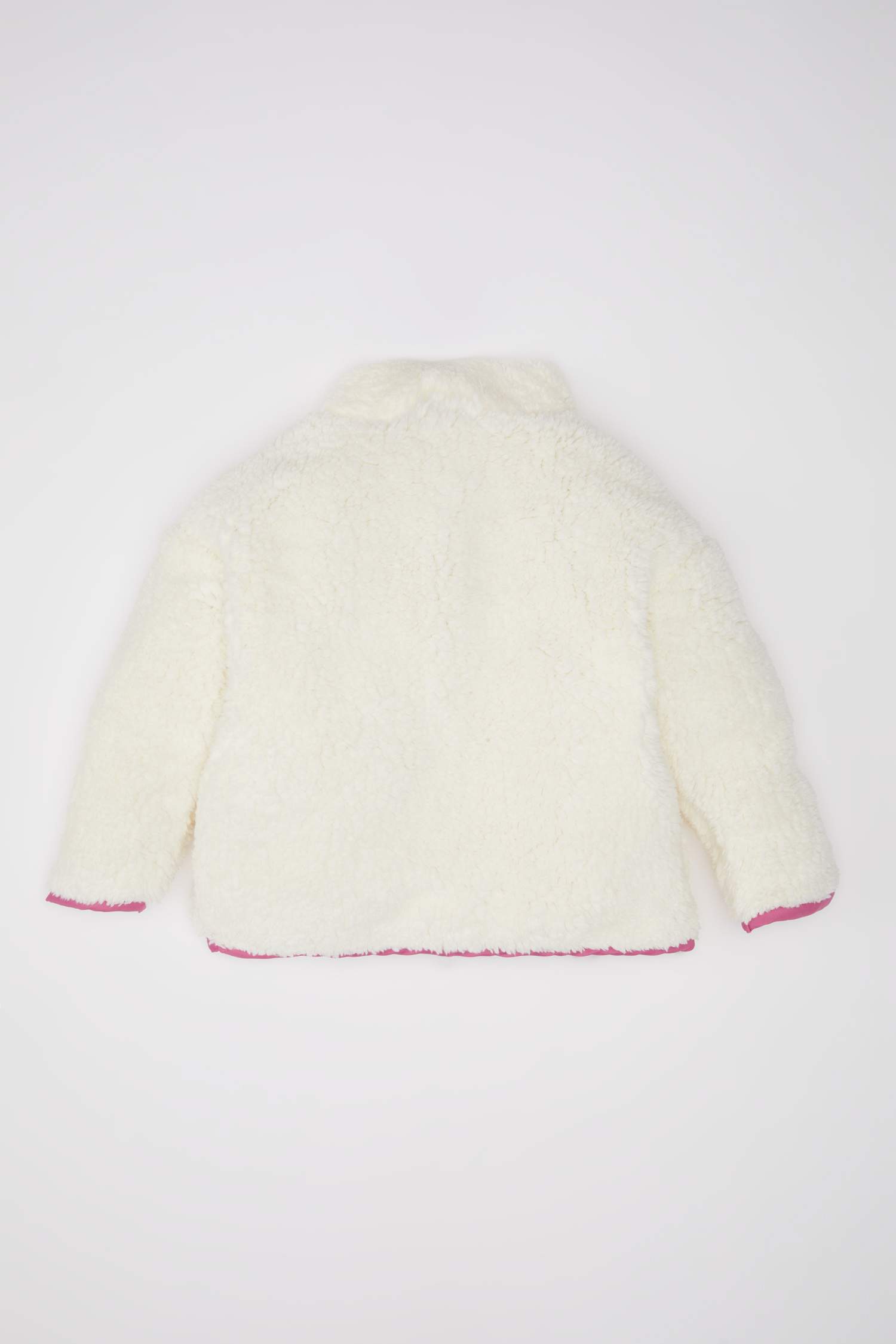 Baby Girl Standing Collar Zippered Welsoft Plush Sweatshirt