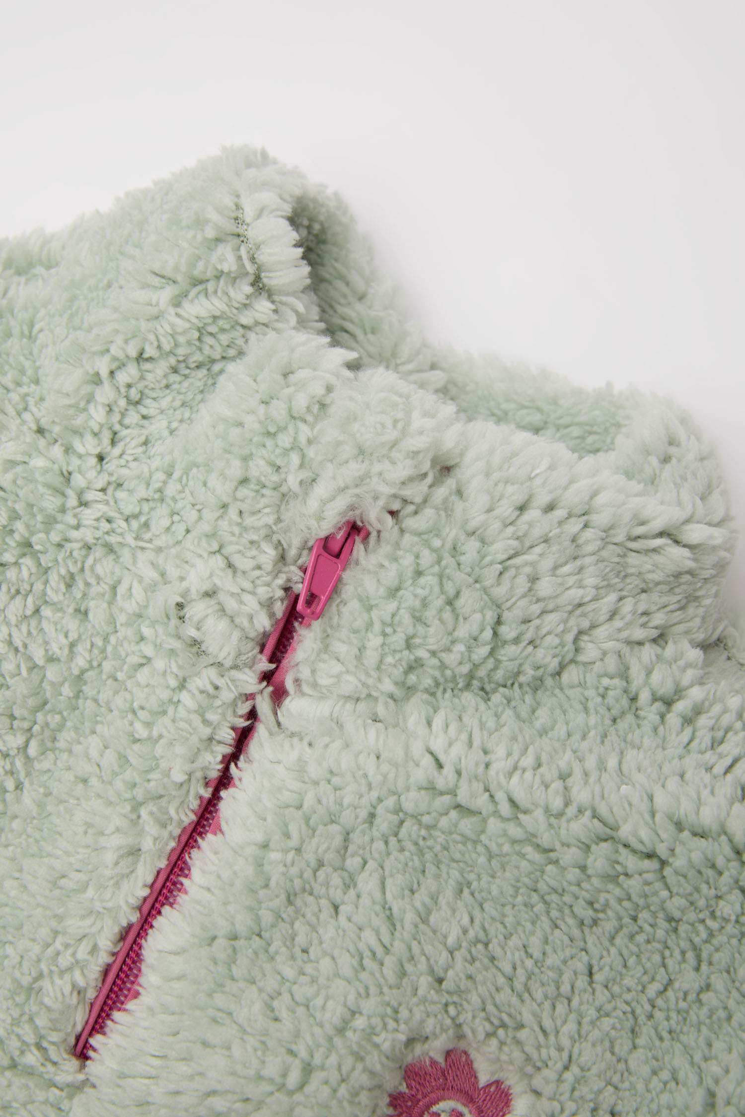 Kız Bebek Dik Yaka Fermuarlı Welsoft Pelüş Sweatshirt