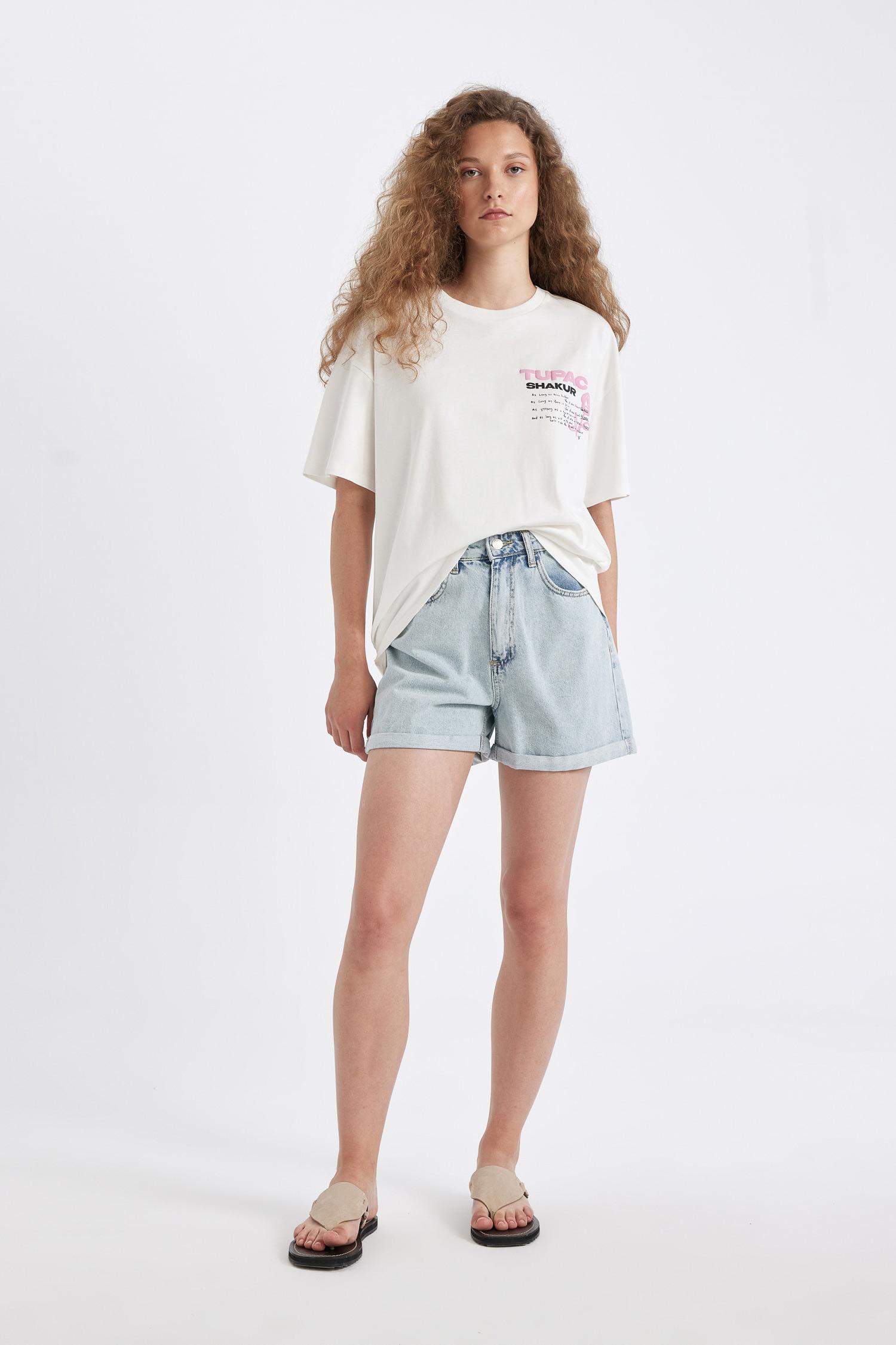 Tupac Shakur Oversize Geniş Kalıp Bisiklet Yaka Sırt Baskılı Kısa Kollu Tişört